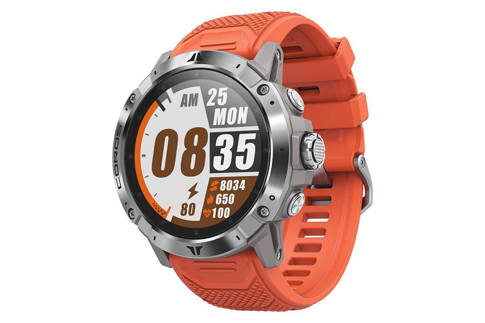 نمای نیمرخ راست ساعت هوشمند کورس Vertix 2 رنگ نارنجی