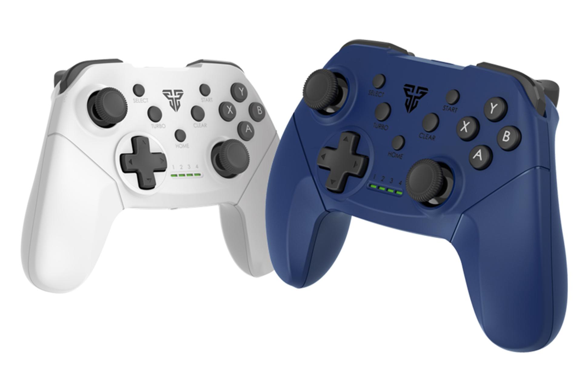 نمای نیم رخ جلوی رنگ آبی و سفید دسته بازی فنتک WGP13 SHOOTER II