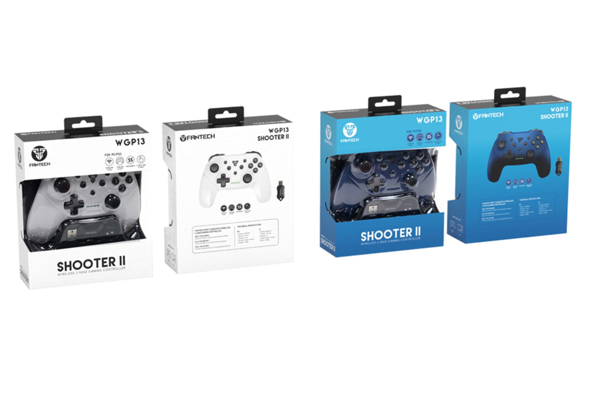 نمایش پک رنگ آبی و سفید دسته بازی فنتک WGP13 SHOOTER II