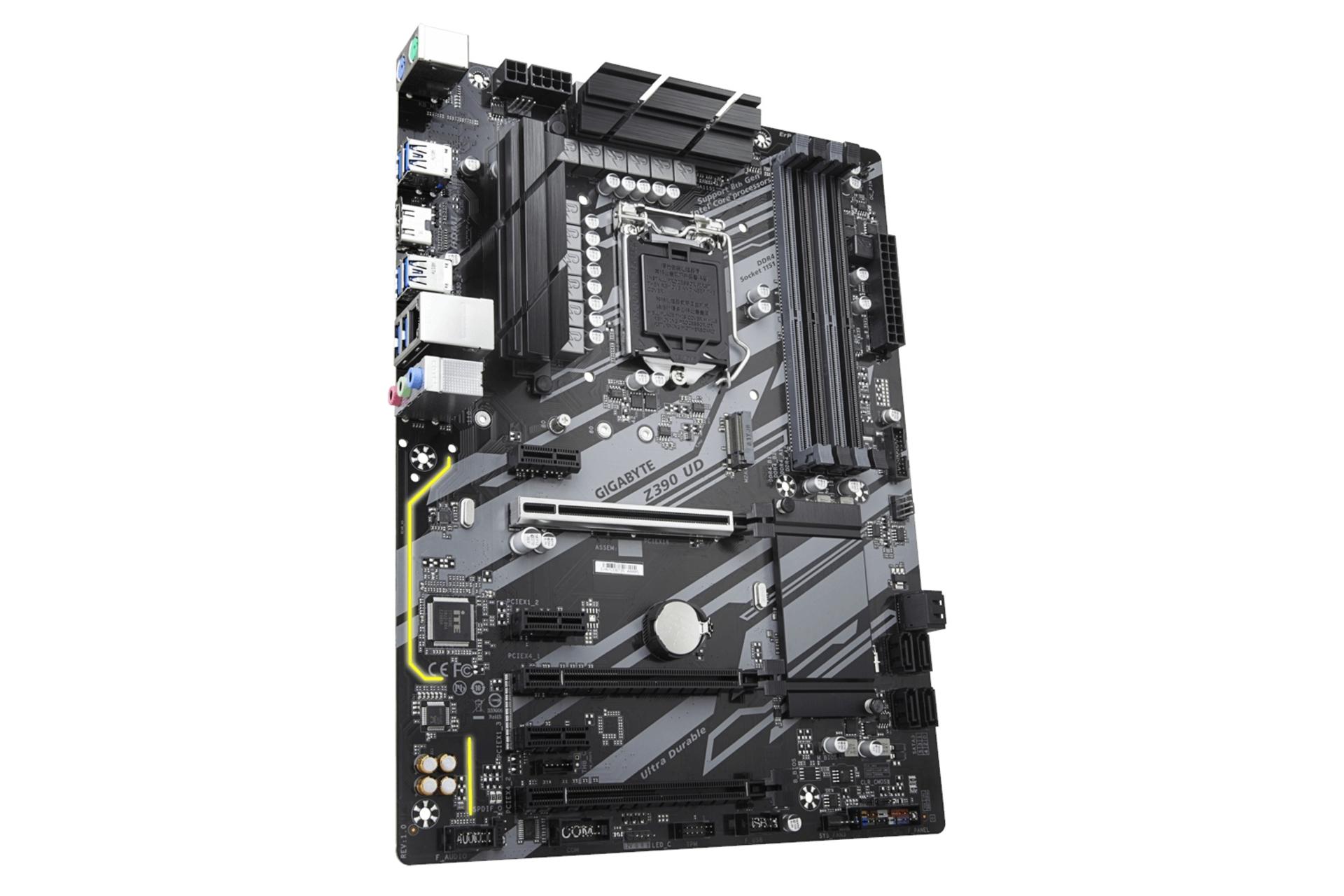 نمای چپ مادربرد گیگابایت GIGABYTE Z390 UD (rev. 1.0)