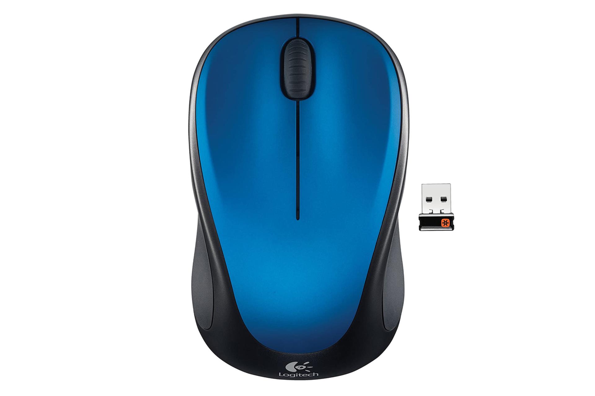 نمای روبرو ماوس لاجیتک M238 Doodle آبی همراه دانگل USB