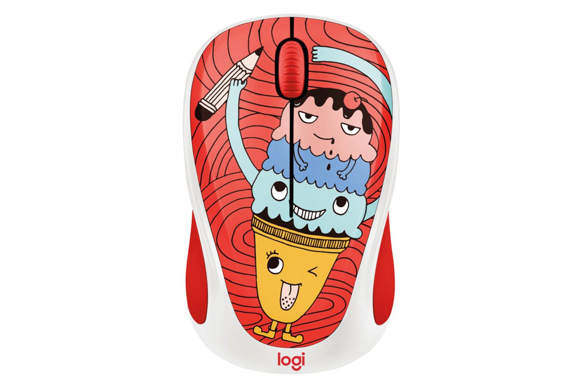 نمای روبرو ماوس لاجیتک M238 Doodle طرح Triple Scoop