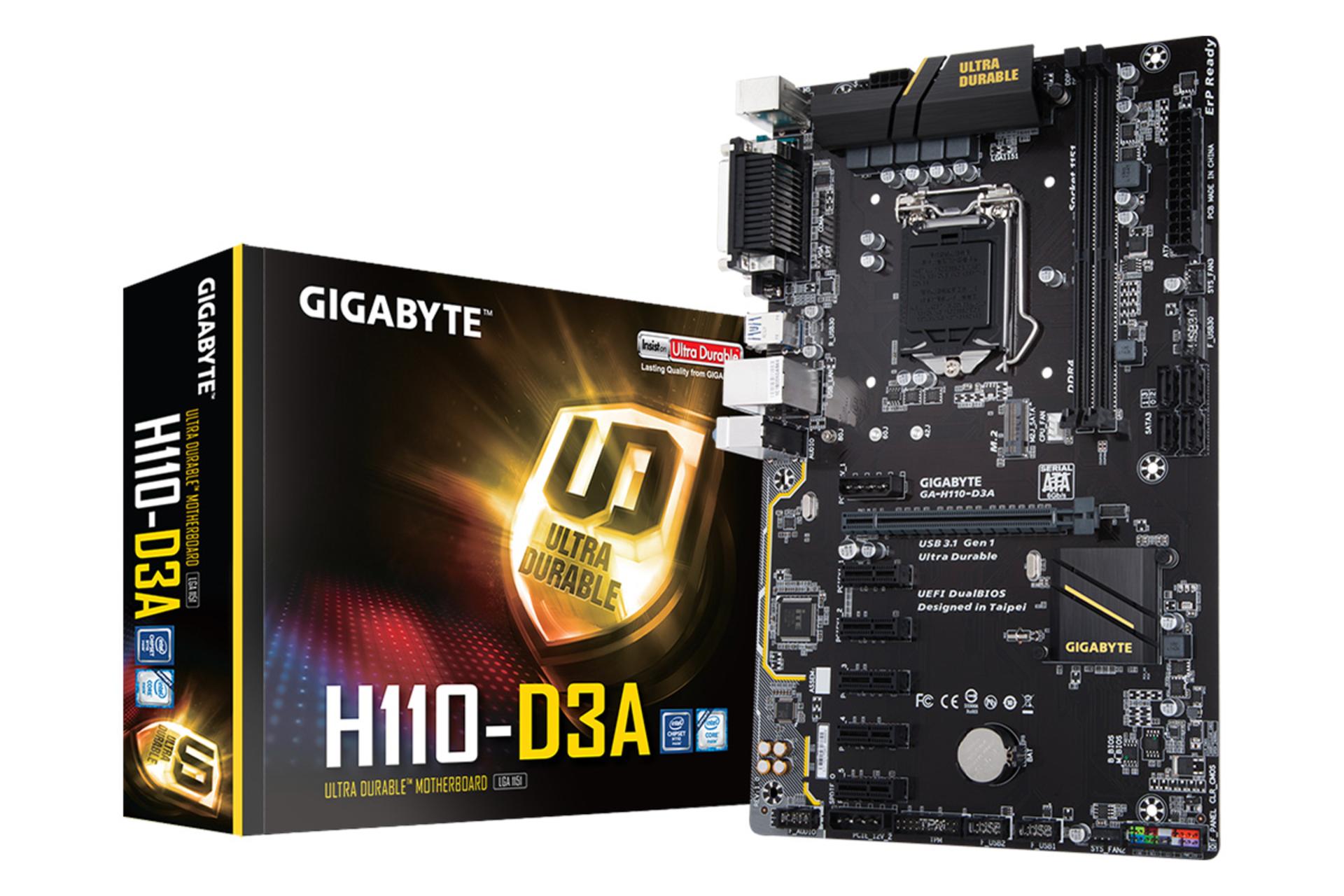 بسته‌بندی مادربرد گیگابایت GIGABYTE GA-H110-D3A (rev. 1.0)