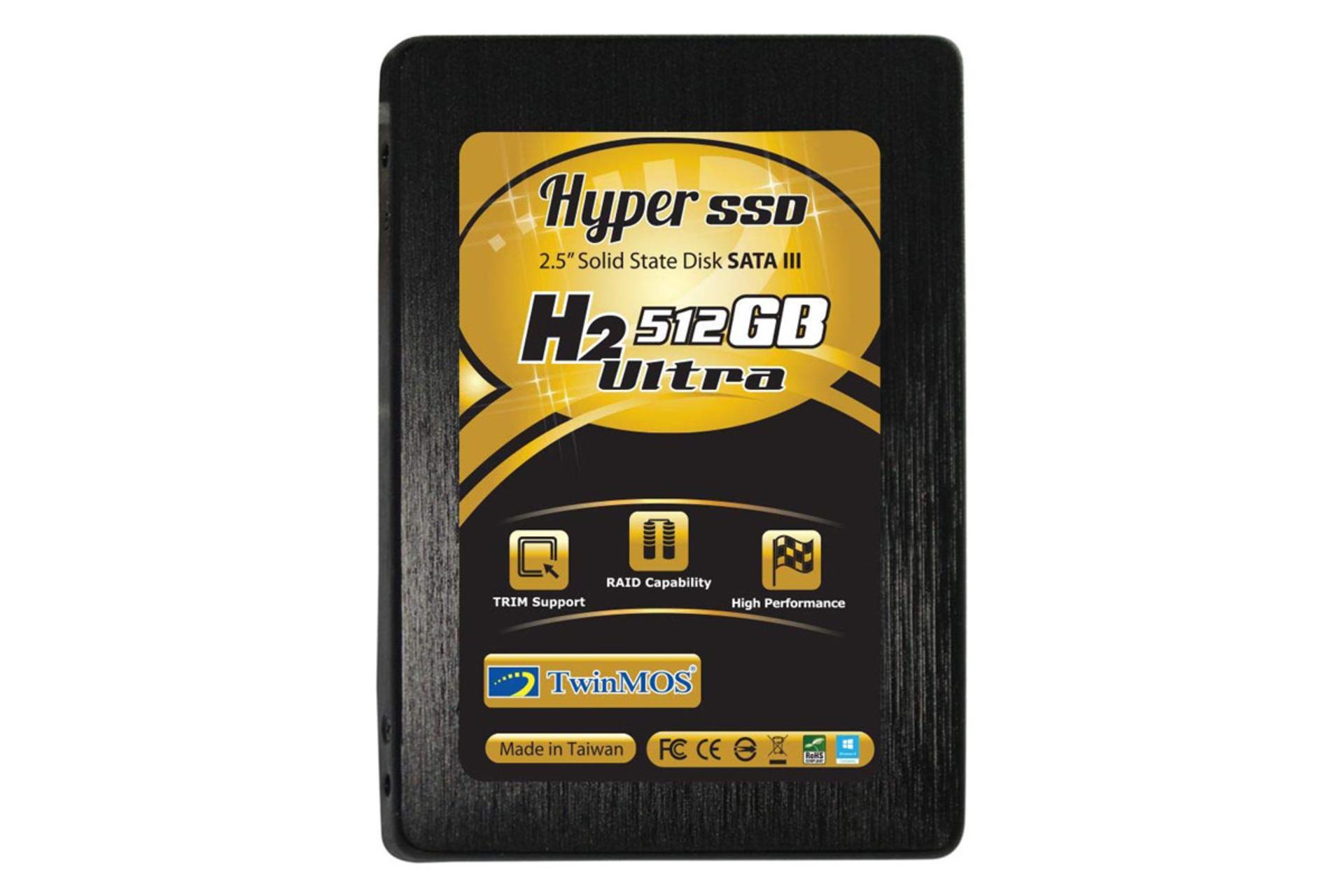 نمای روبرو SSD توین موس H2 Ultra SATA 2.5 Inch ظرفیت 512 گیگابایت