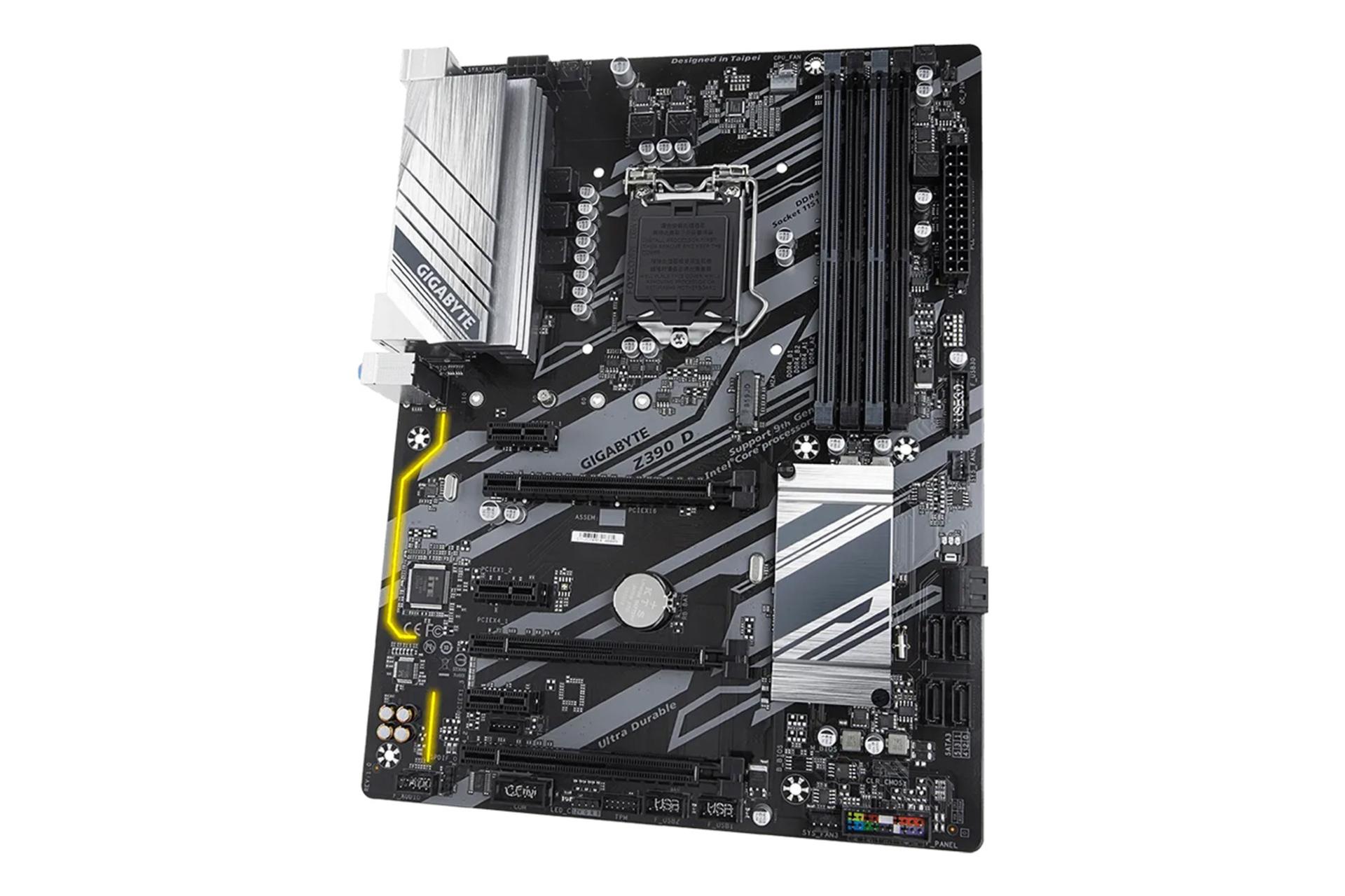 نمای کناری مادربرد گیگابایت GIGABYTE Z390 D (rev. 1.0)
