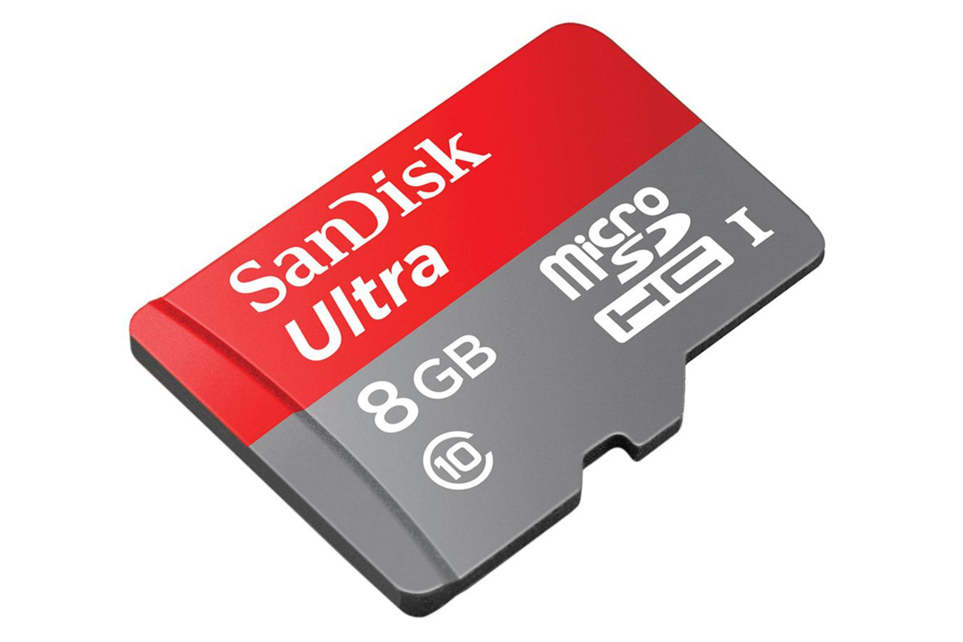 نمای جانبی کارت حافظه سن دیسک microSDHC با ظرفیت 8 گیگابایت مدل Ultra A1