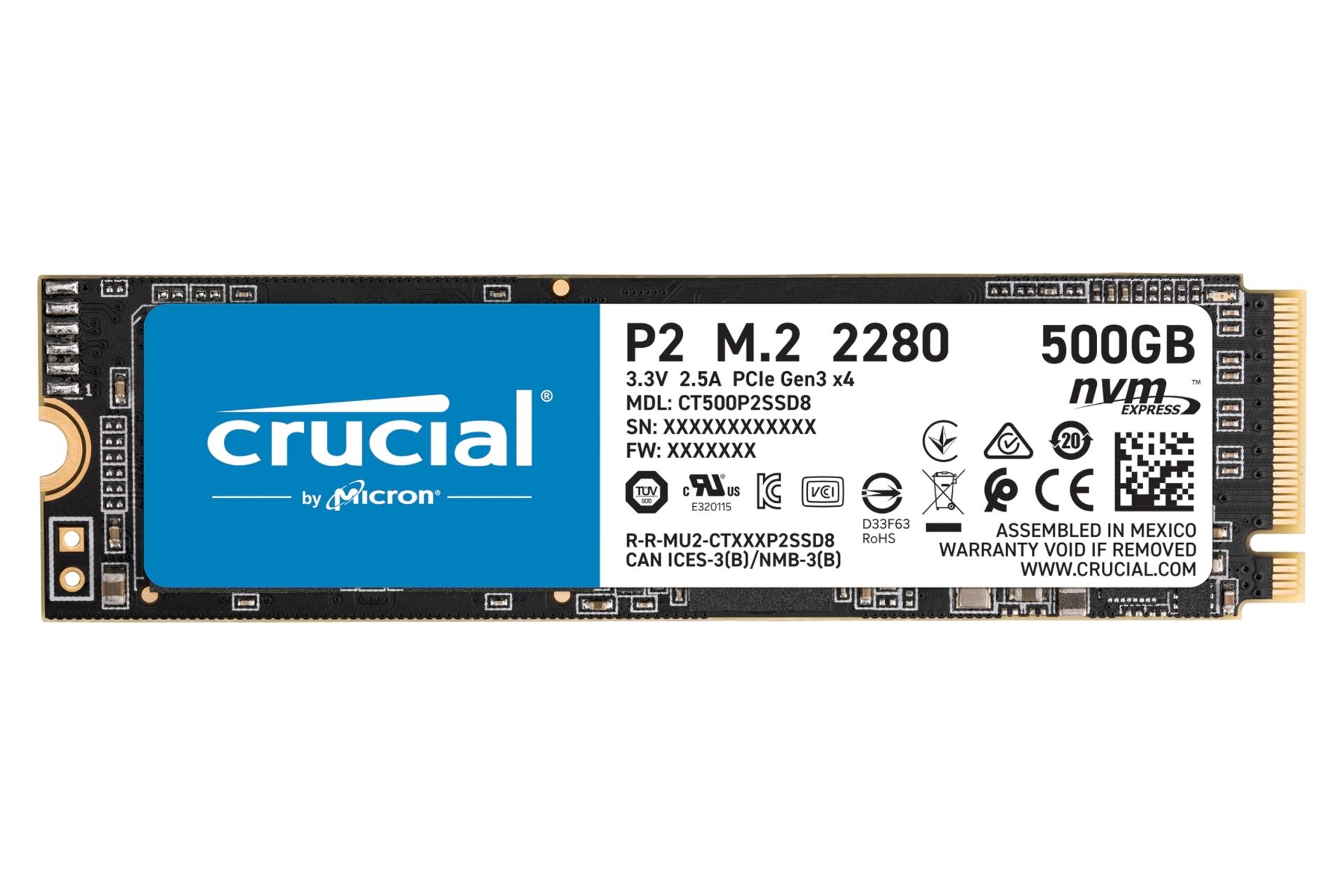 SSD کروشیال Crucial P2 NVMe M.2 500GB ظرفیت 500 گیگابایت