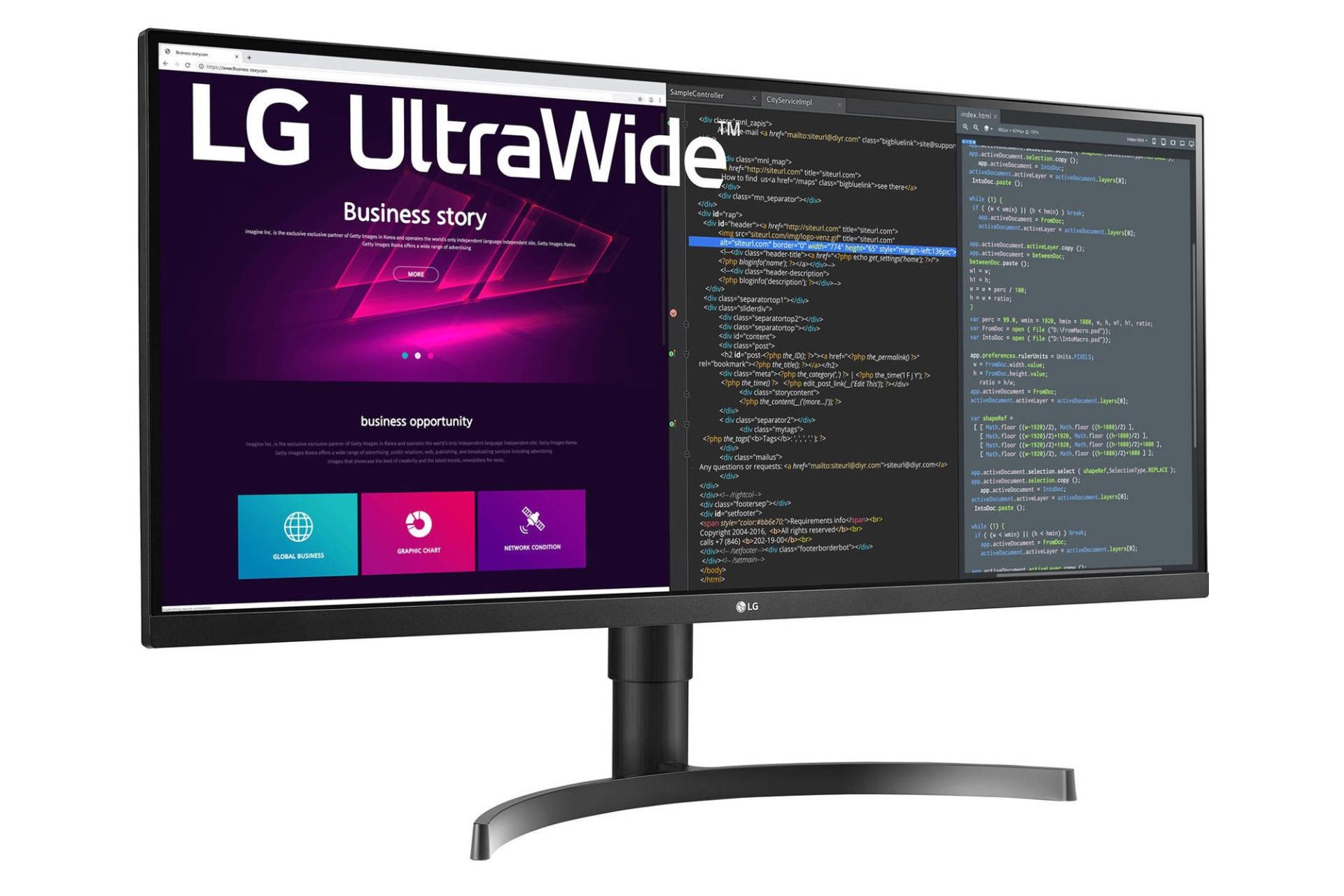 ابعاد مانیتور ال جی 34 اینچ مدل LG 34WN750