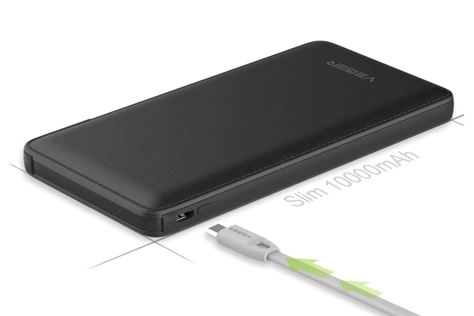 نمای کنار پاوربانک وگر VP-1008 و نمایش پورت ورودی