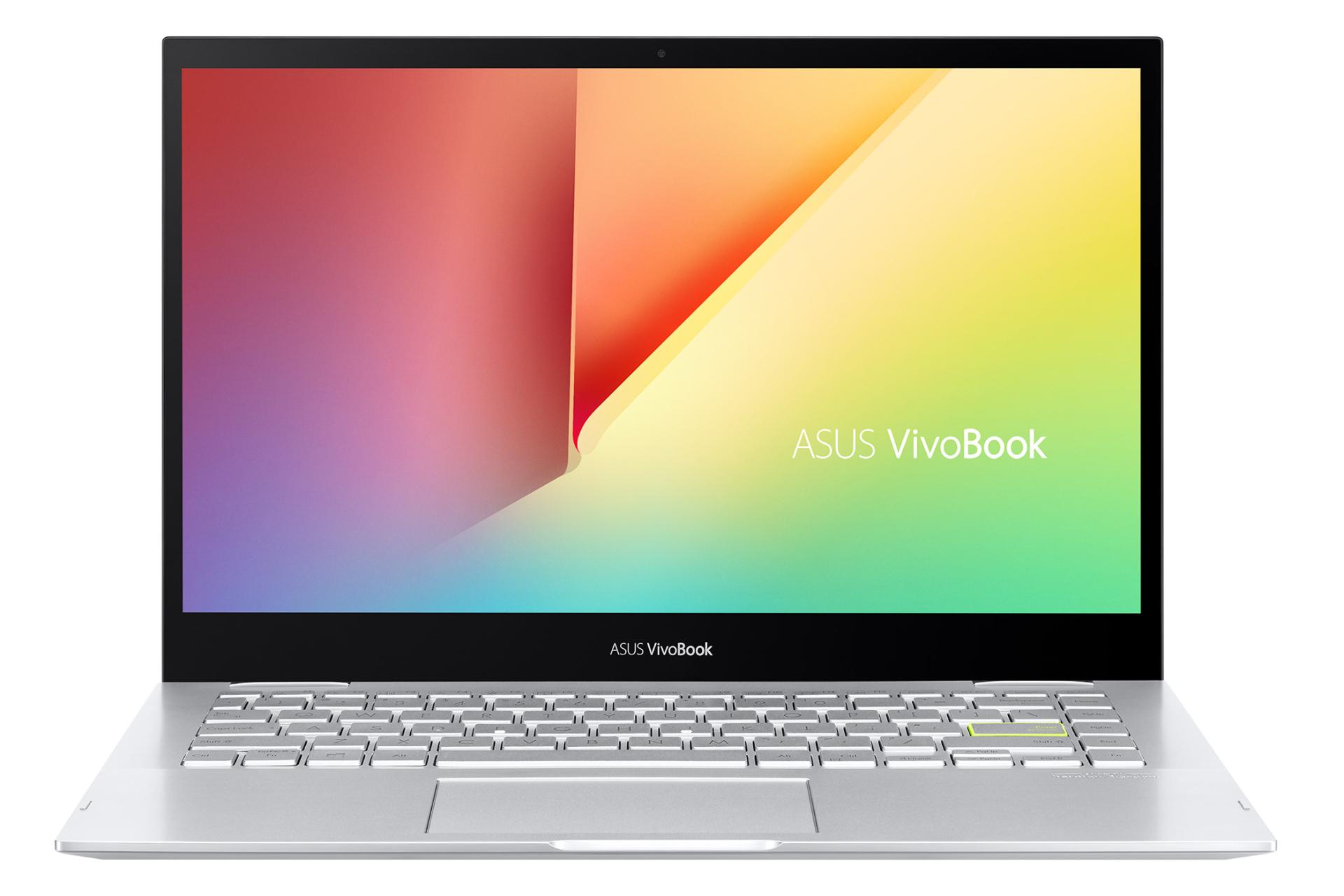 نمای روبرو لپ تاپ VivoBook Flip 14 TP470EZ ایسوس نقره ای