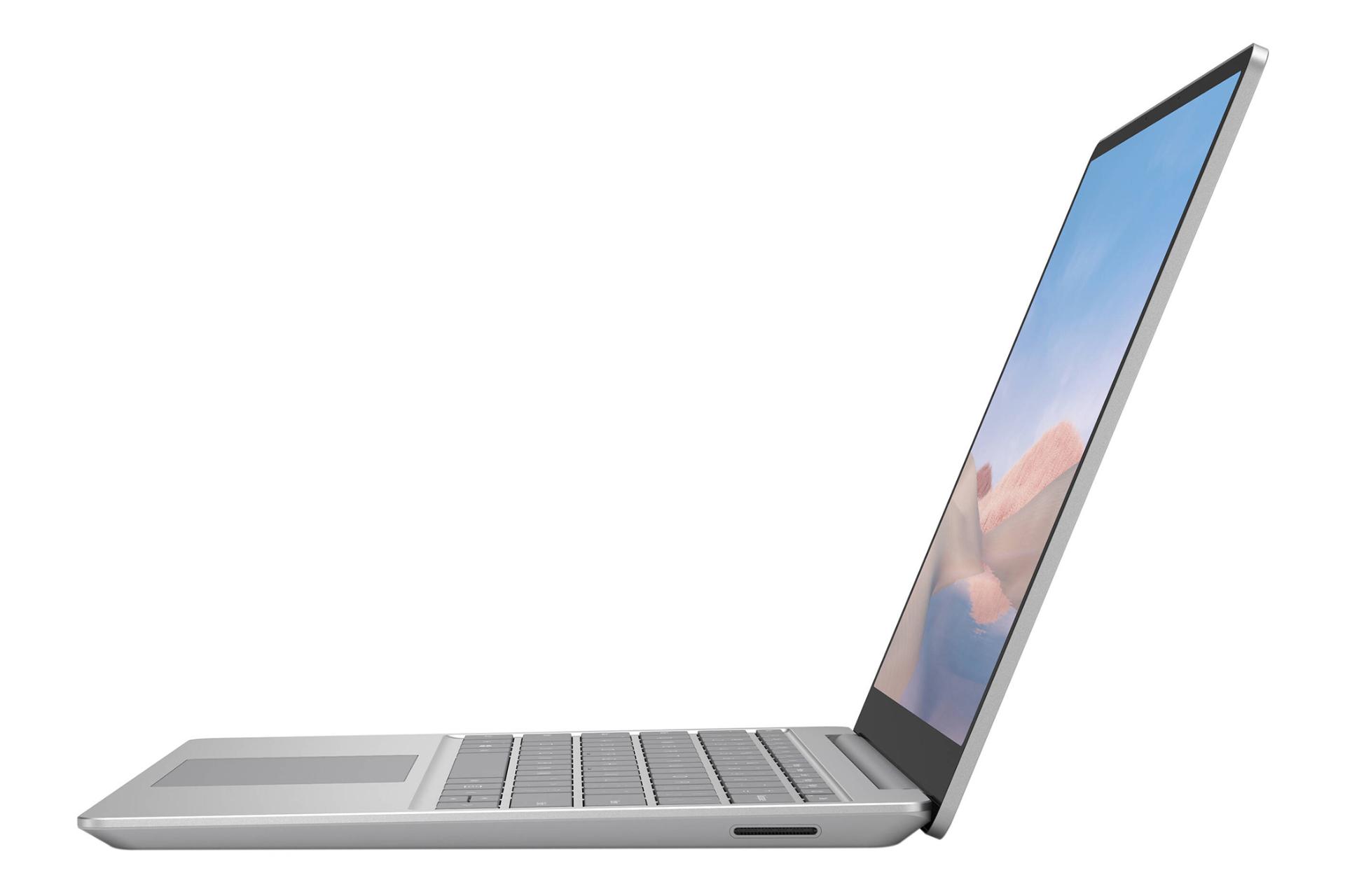 نمای کنار مایکروسافت سرفیس لپ تاپ گو رنگ سیلور