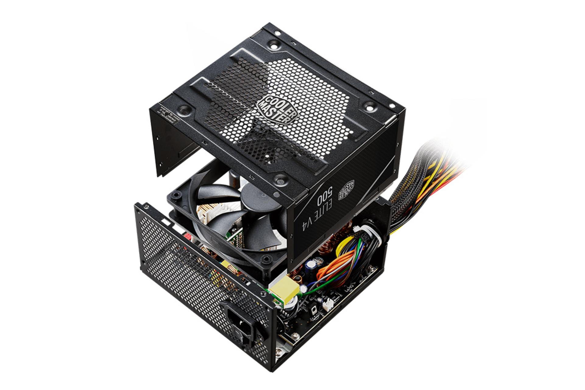 پاور کامپیوتر کولر مستر ELITE 500 230V V4 با توان 500 وات نمای جعبه پاور