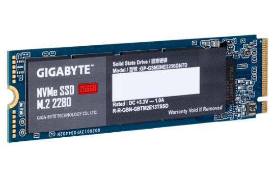 نمای چپ SSD گیگابایت NVMe M.2 ظرفیت 256 گیگابایت