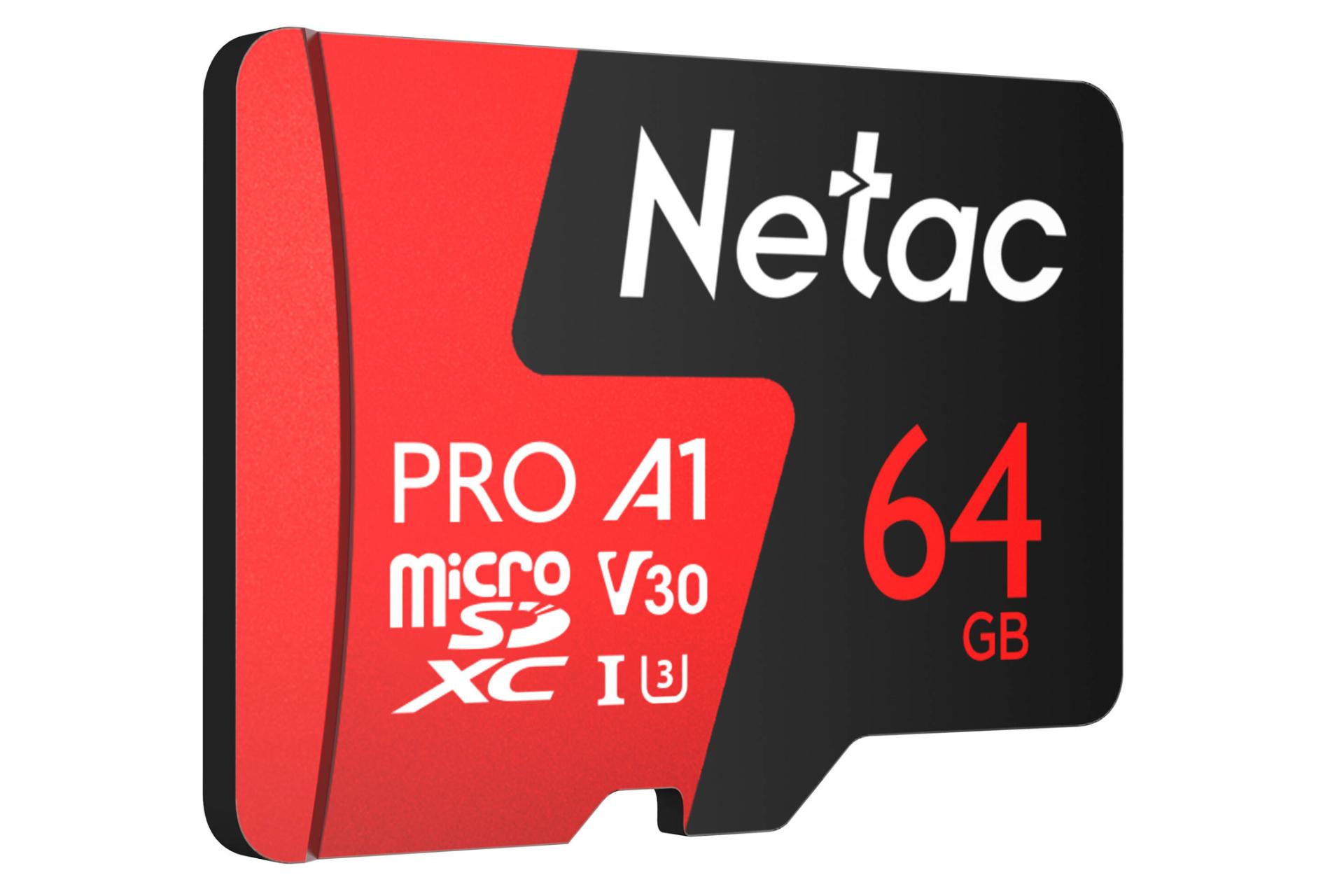 نمای چپ کارت حافظه نتاک microSDXC ظرفیت 64 گیگابایت مدل P500 Extreme Pro V30 A1