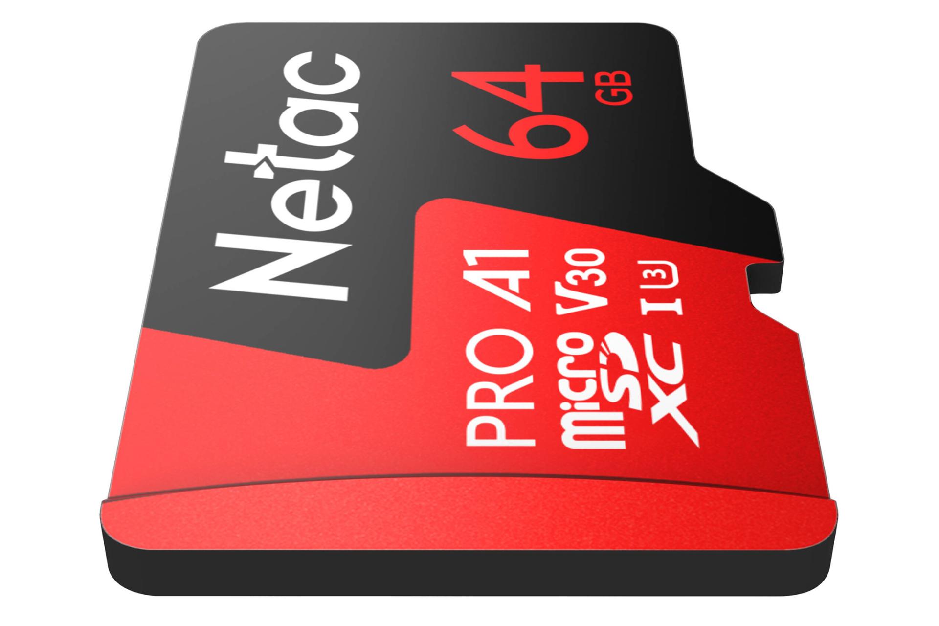 نمای جانبی کارت حافظه نتاک microSDXC ظرفیت 64 گیگابایت مدل P500 Extreme Pro V30 A1