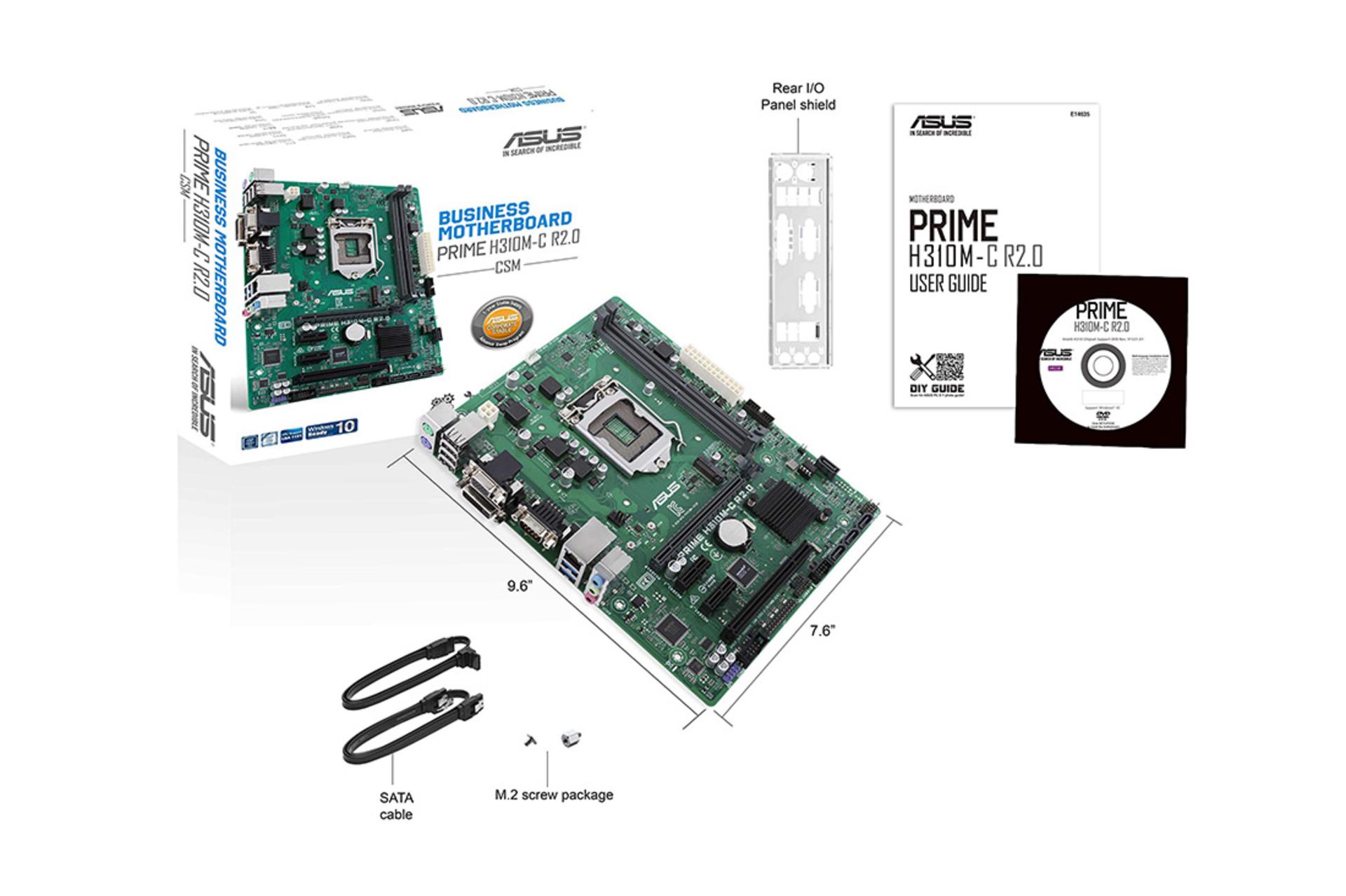 ادربرد ایسوس PRIME H310M-C R2.0 محتویات بسته