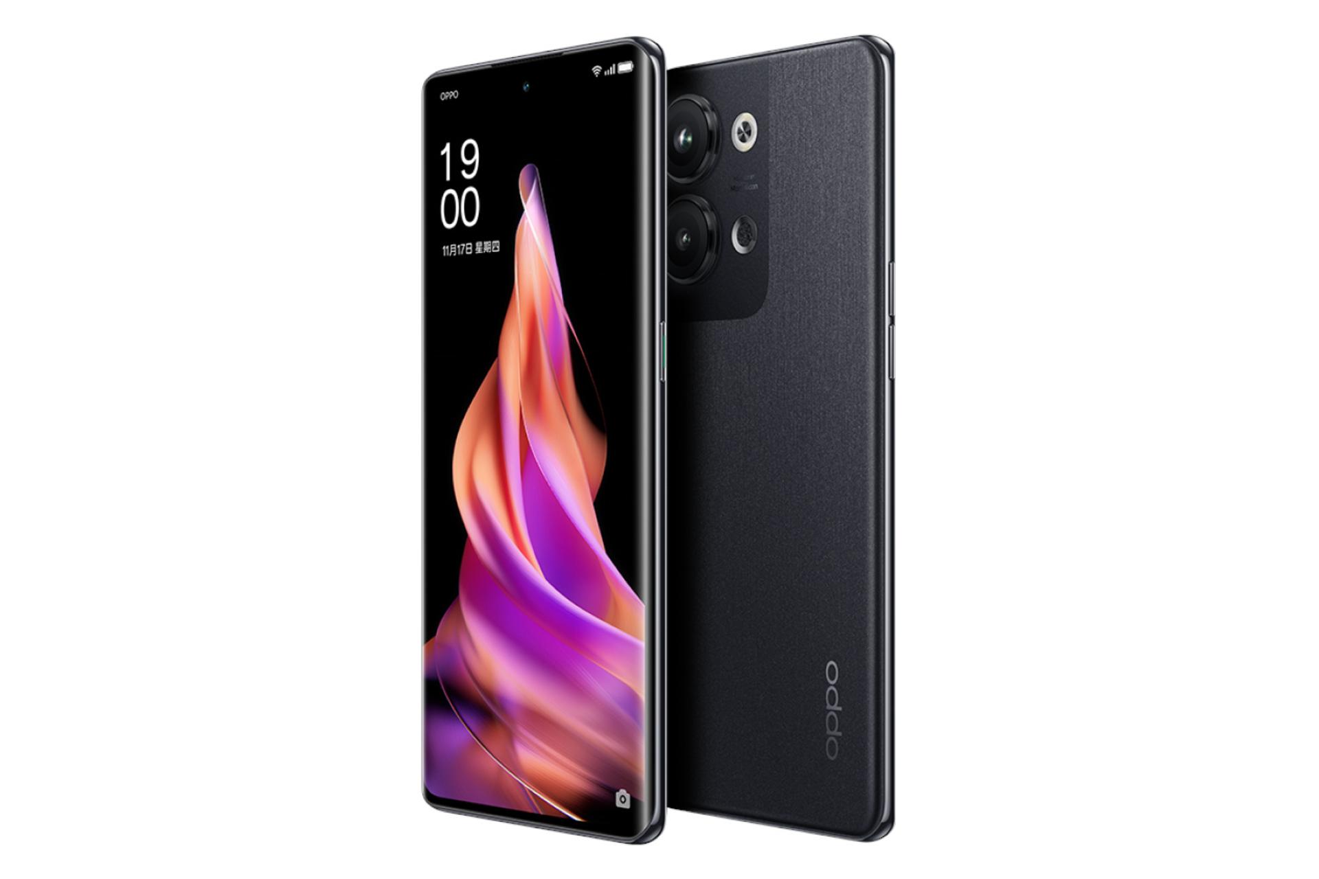 نمای جانبی گوشی موبایل Reno9 پرو اوپو / Oppo Reno9 Pro مشکی