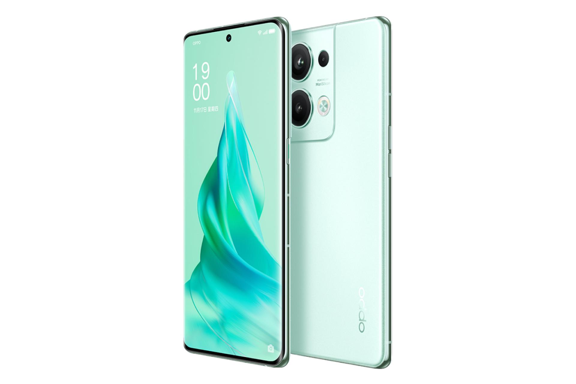 نمای جانبی گوشی موبایل Reno9 پرو پلاس اوپو / Oppo Reno9 Pro Plus سبز نعنایی