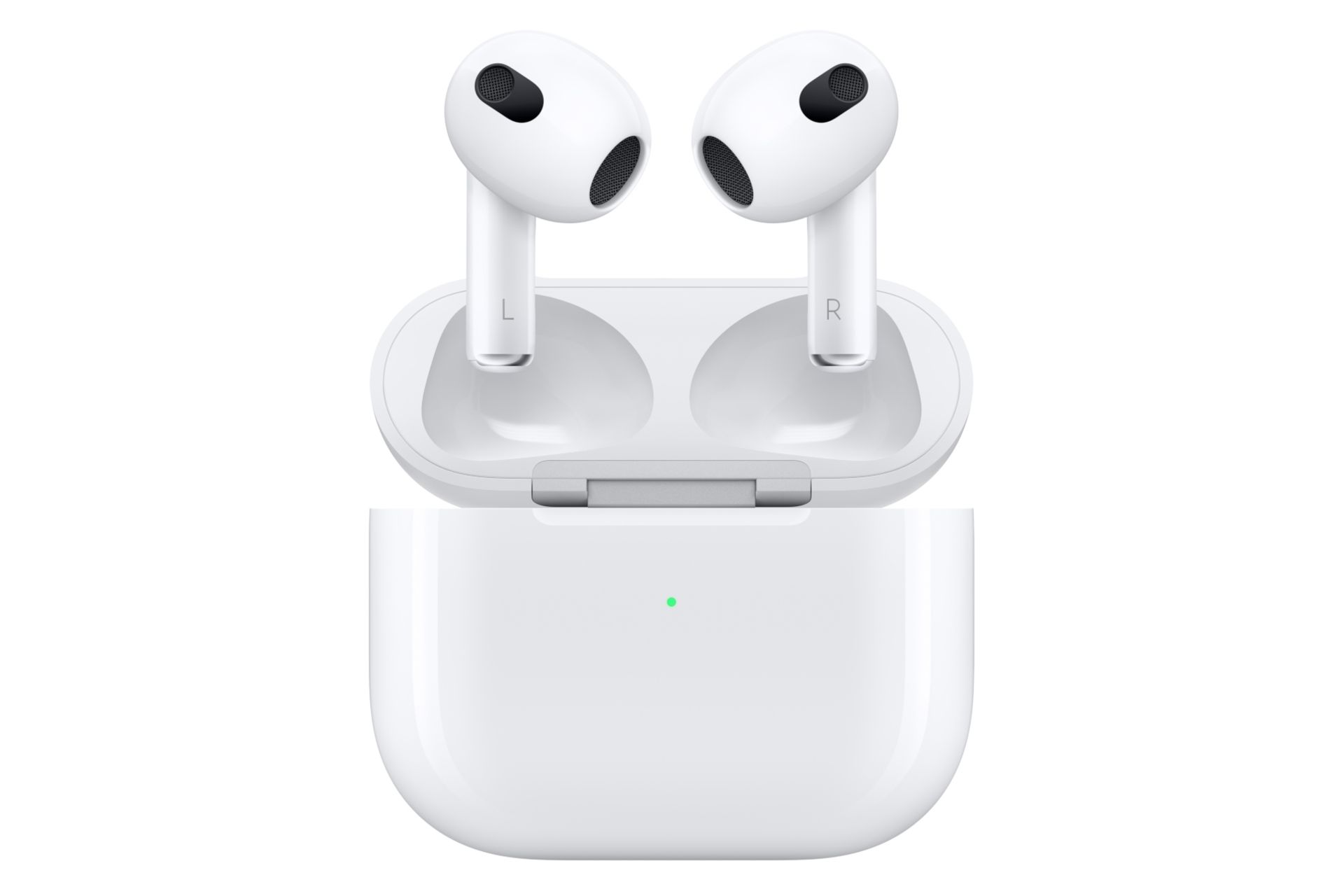 نمای روبرو هدفون بی سیم اپل ایرپاد نسل سوم / Apple AirPods 3rd Generation