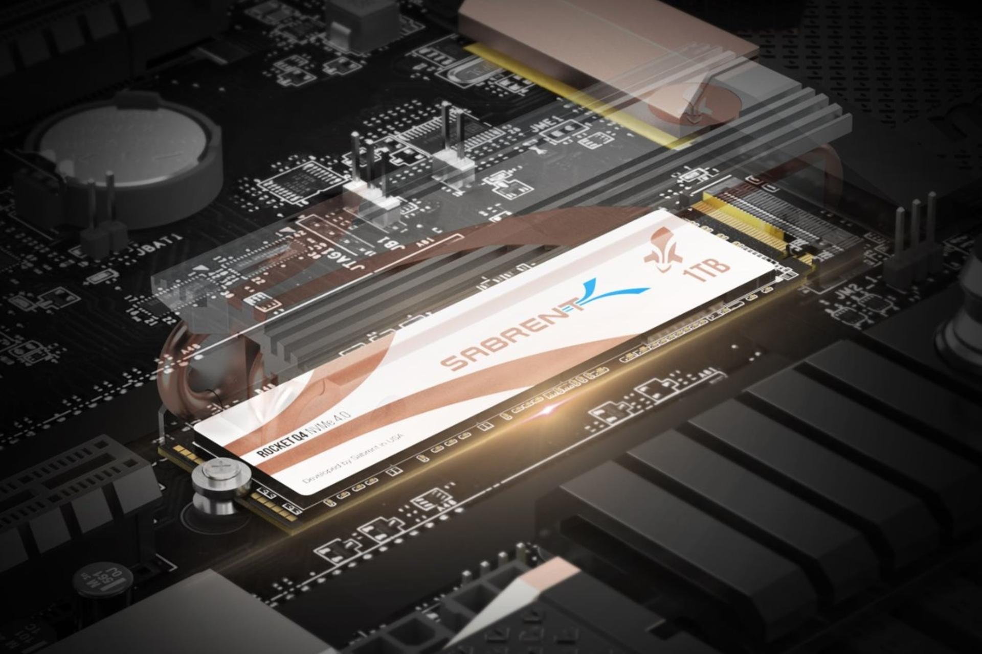 SSD سابرنت Sabrent Rocket Q4 NVMe M.2 1TB ظرفیت 1 ترابایت روی مادربرد