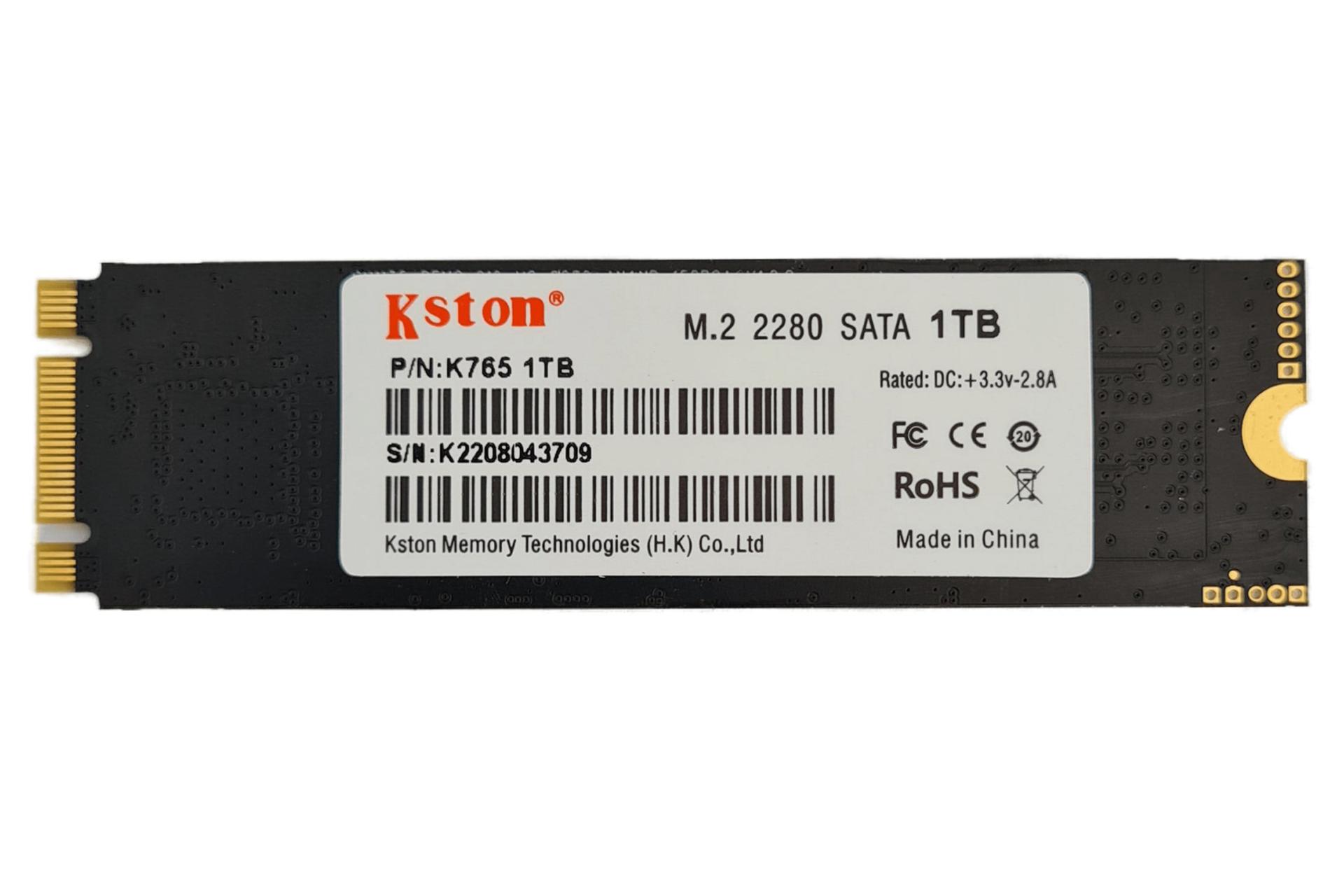 نمای روبرو SSD کی استون K765 SATA M.2 ظرفیت 1 ترابایت