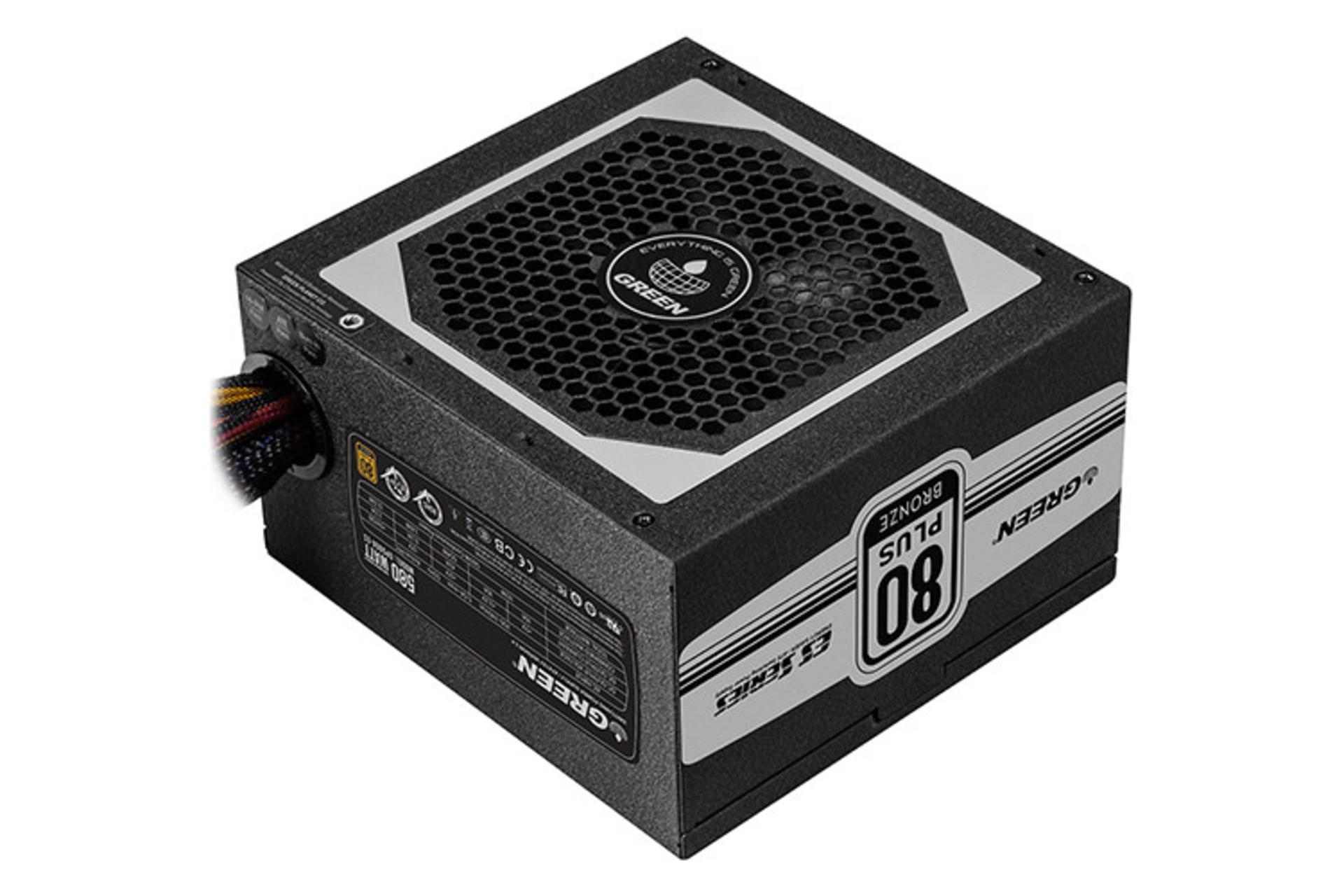 پاور کامپیوتر گرین GP580A_ES با توان 580 وات نمای جانبی