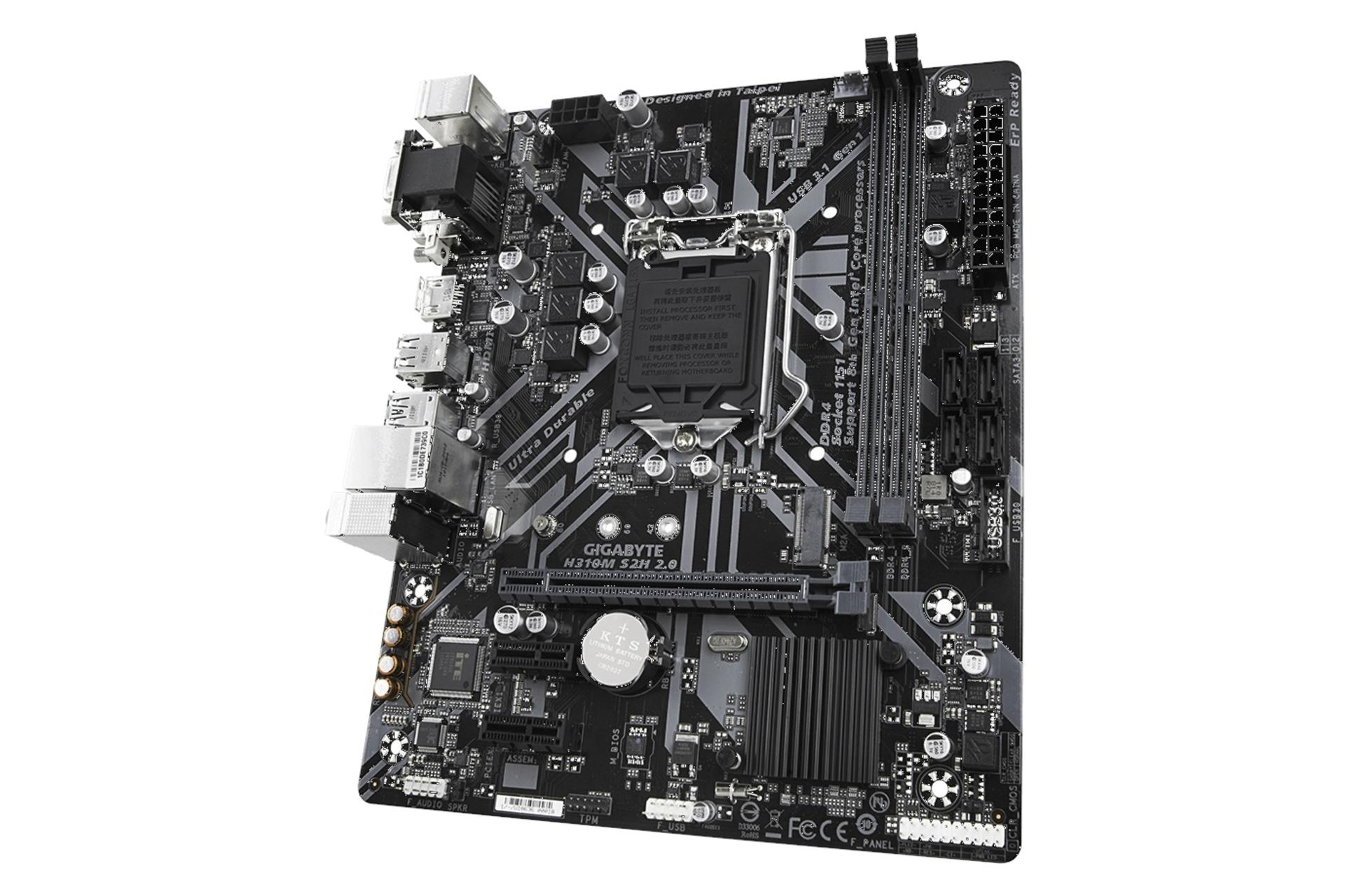 نمای راست مادربرد گیگابایت GIGABYTE H310M S2H 2.0 (rev. 1.0)