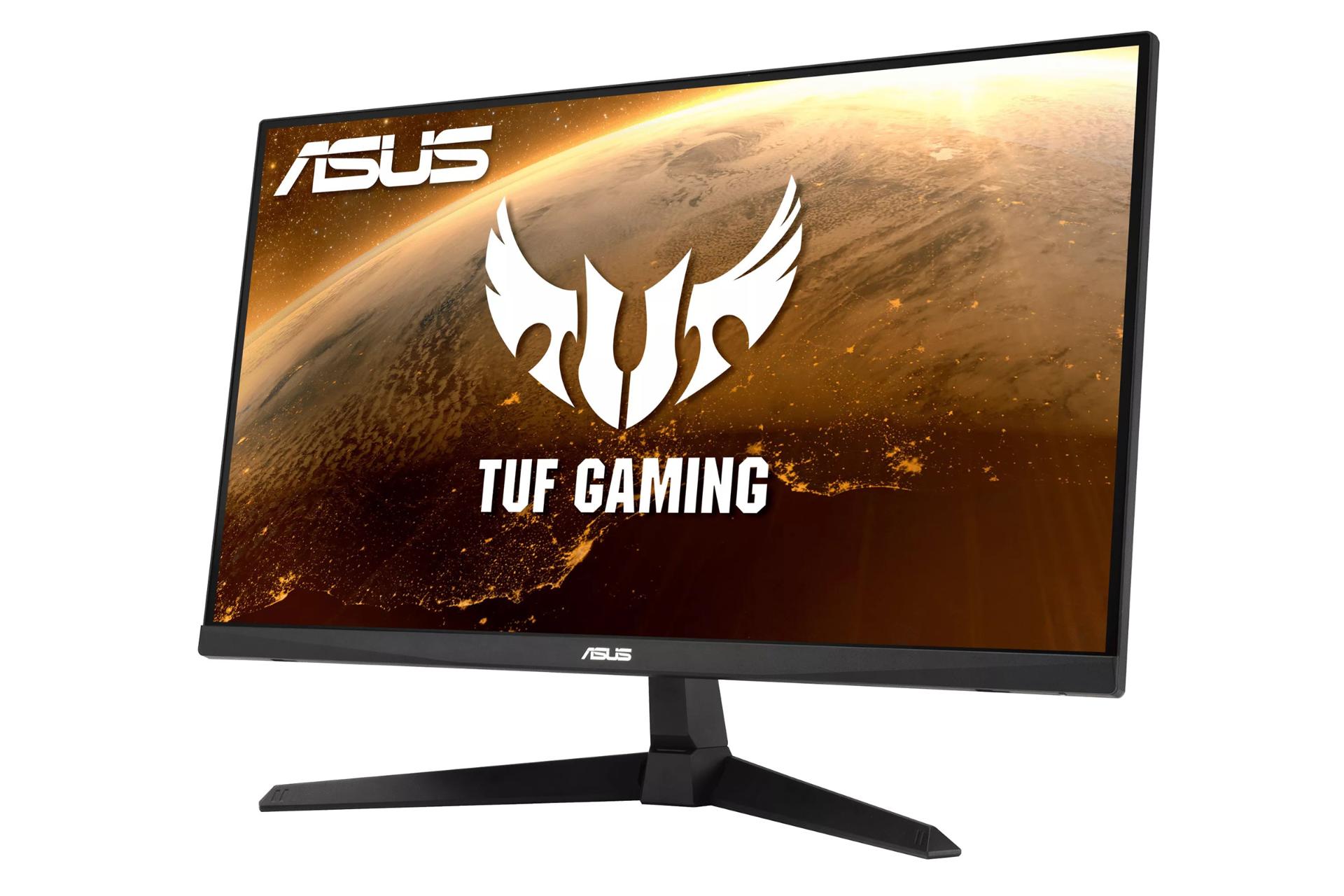 نمای نیم رخ جلو و سمت راست مانیتور ایسوس 27 اینچ مدل TUF Gaming VG277Q1A 