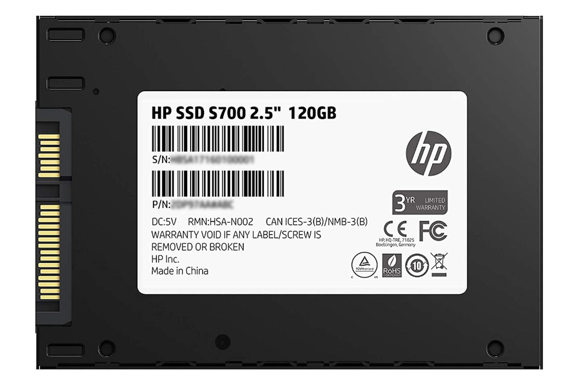 پشت SSD اچ پی HP S700 SATA 2.5 Inch 120GB ظرفیت 120 گیگابایت
