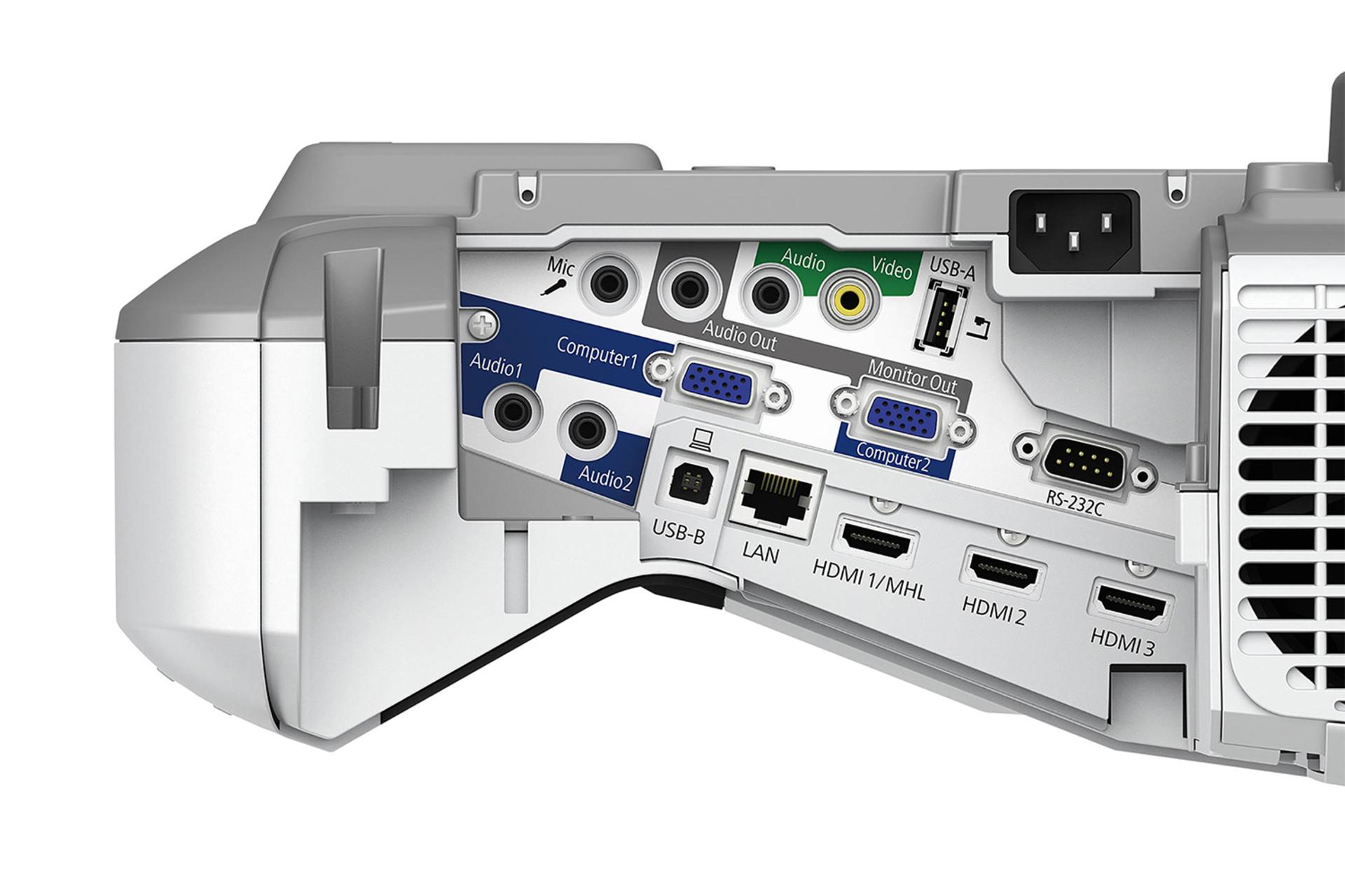 ویدیو پروژکتور اپسون Epson PowerLite 685W نمای پشت و درگاه ها