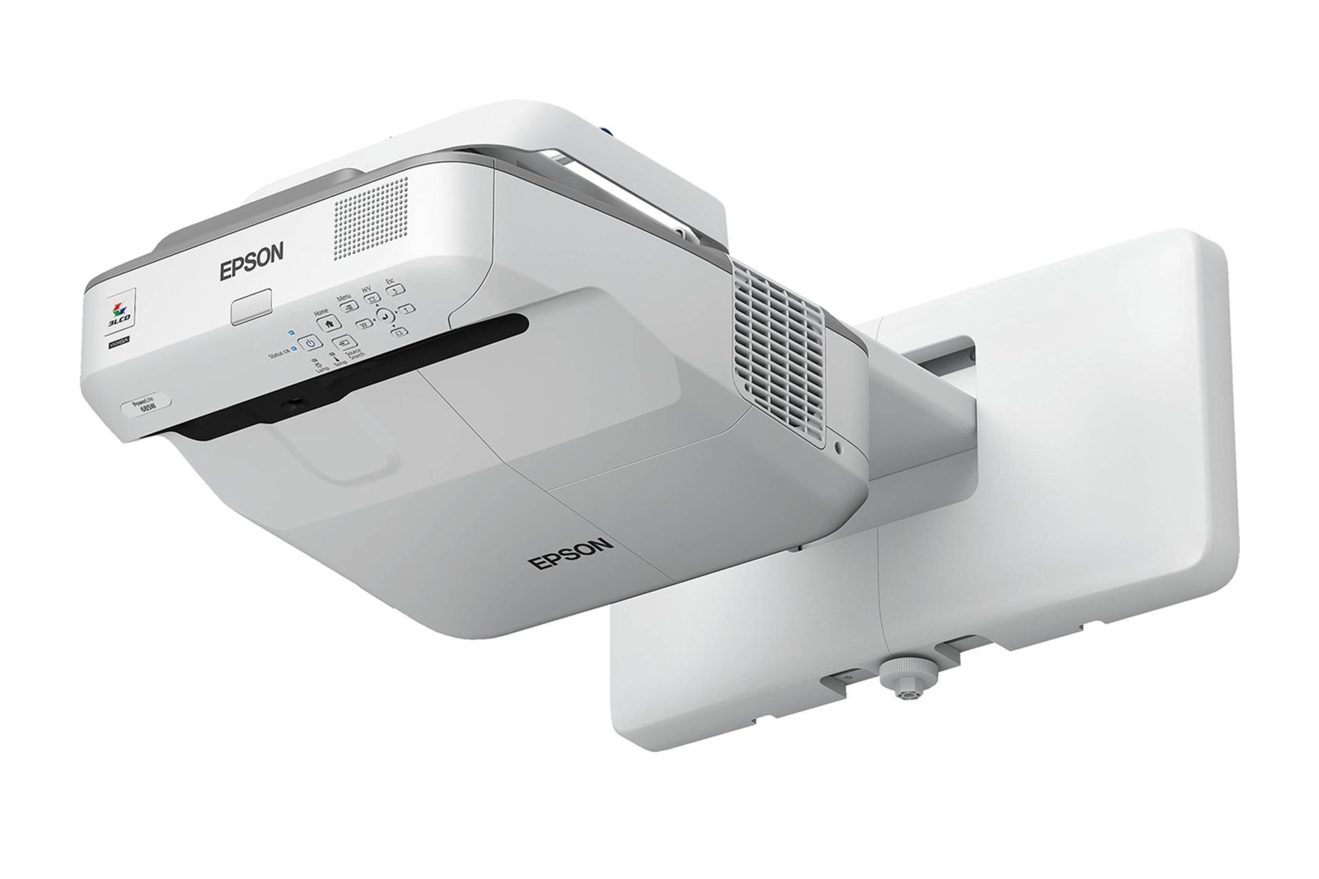 ویدیو پروژکتور اپسون Epson PowerLite 685W نمای جلو با اتصال دیواری