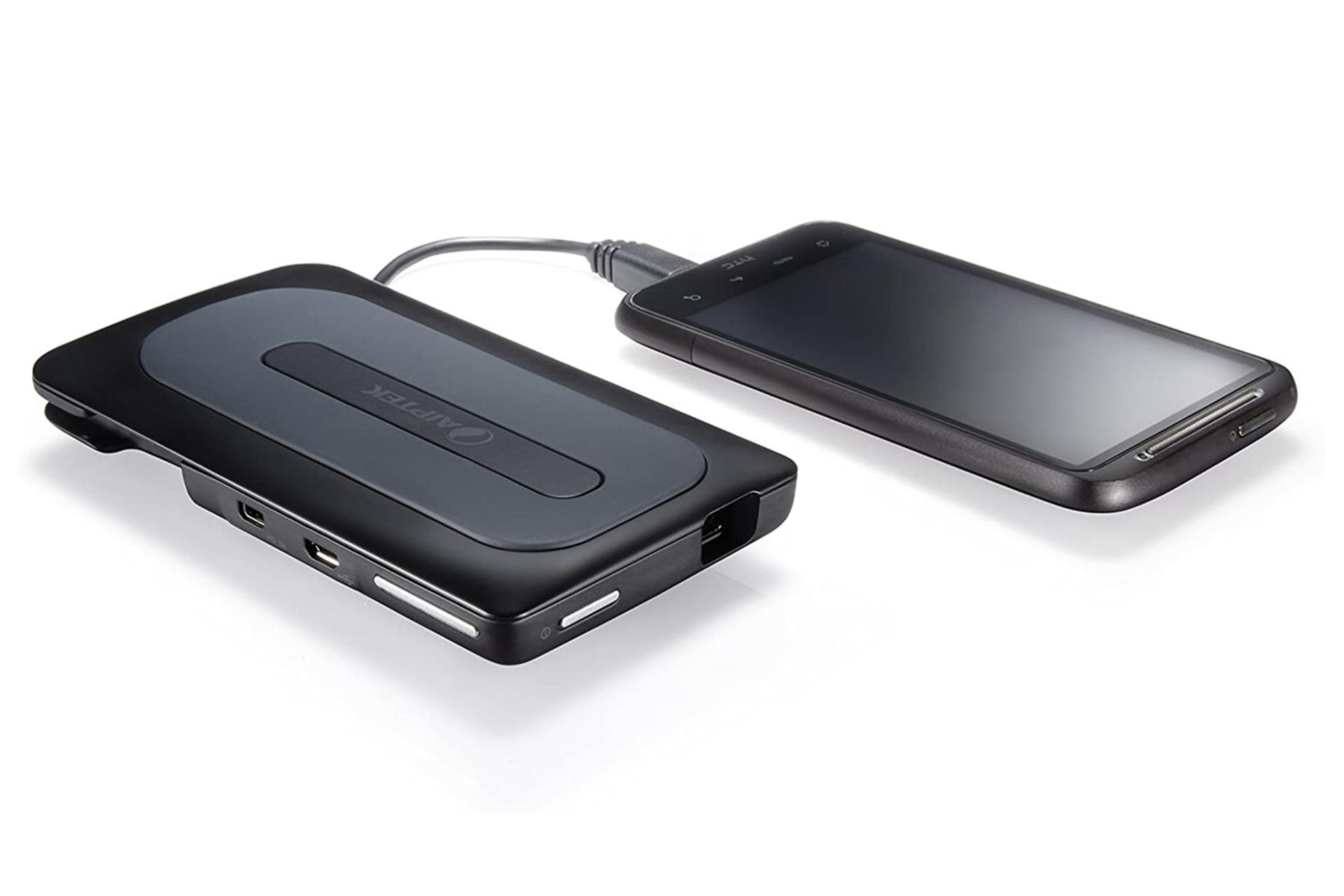 ویدیو پروژکتور آیپتک Aiptek A50P متصل به گوشی موبایل