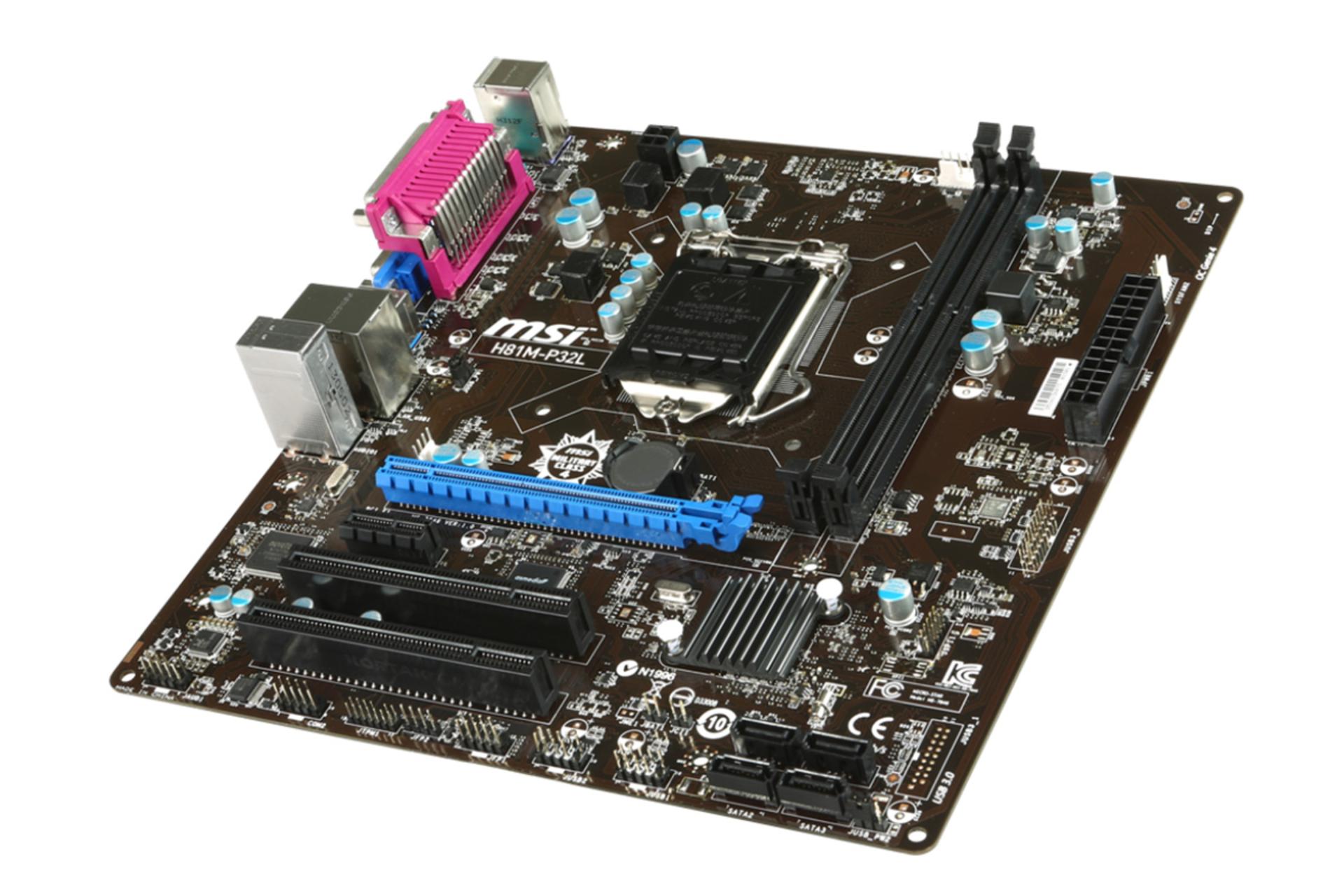 نمای کناری مادربرد ام اس آی MSI H81M-P32L