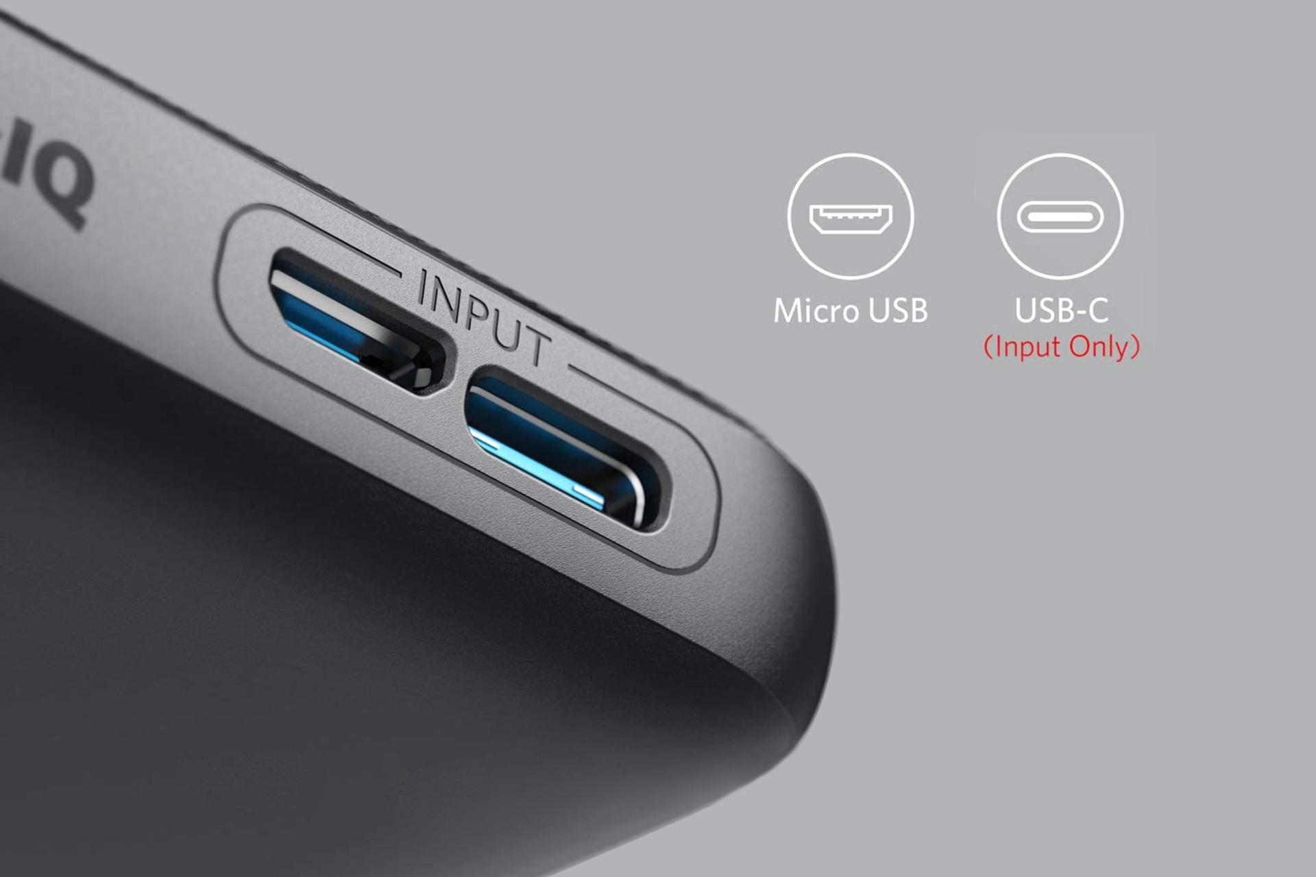 درگاه ورودی پاور بانک انکر PowerCore Slim 10000 با ظرفیت 10000 میلی‌آمپر ساعت Anker PowerCore Slim