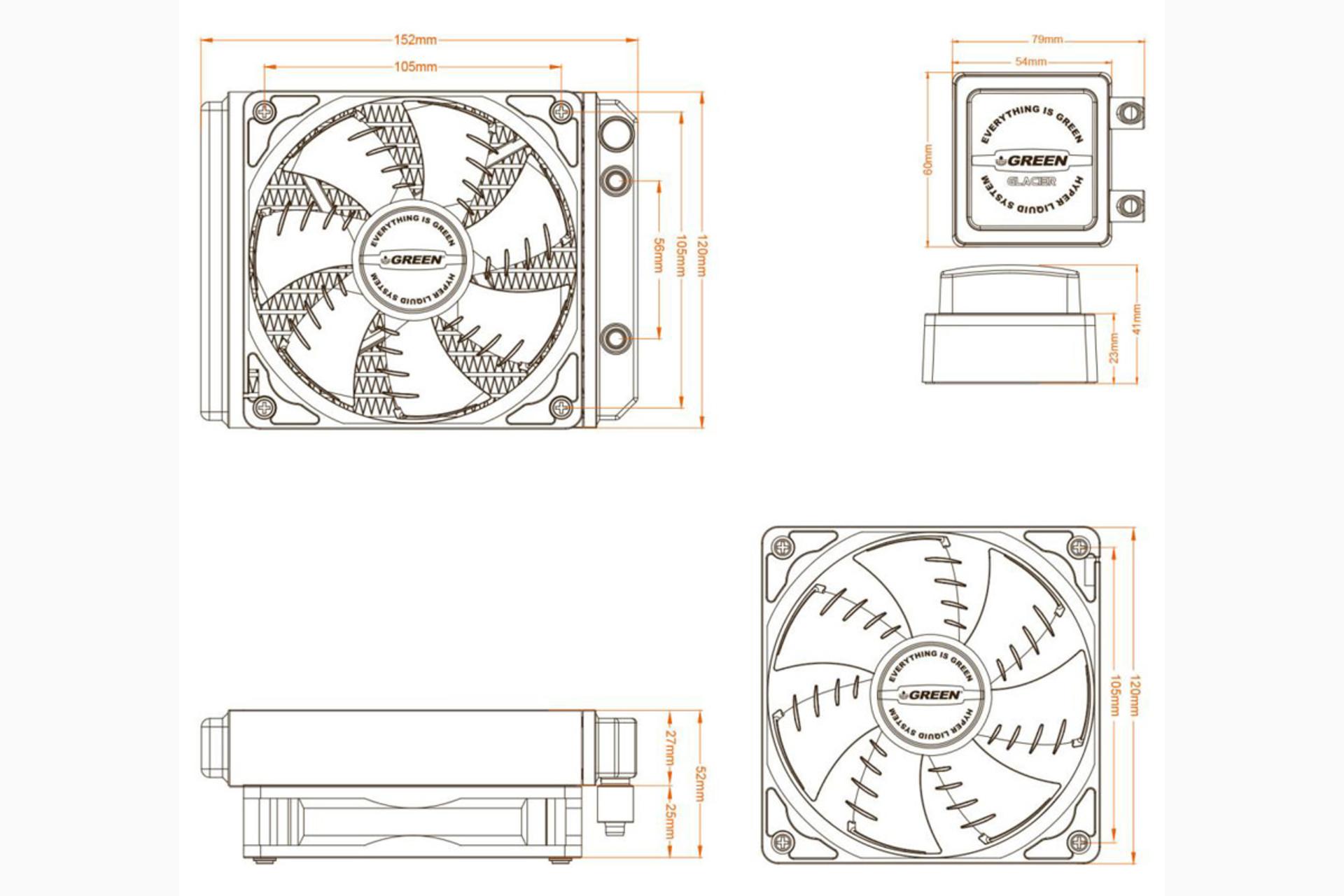 فن خنک کننده مایع گرین GLACIER 120