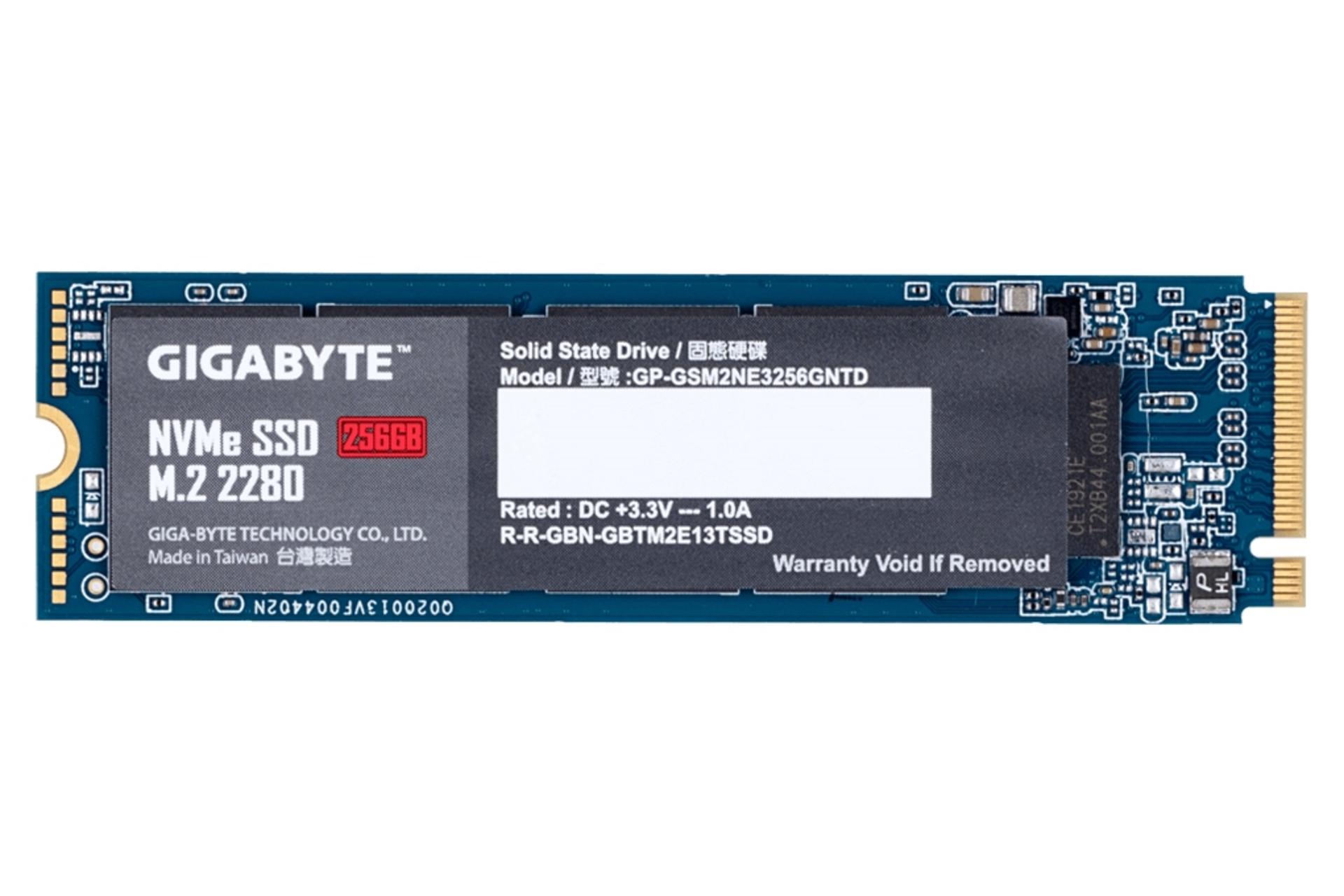نمای روبرو SSD گیگابایت GIGABYTE GP-GSM2NE3256GNTD NVMe M.2 256GB ظرفیت 256 گیگابایت