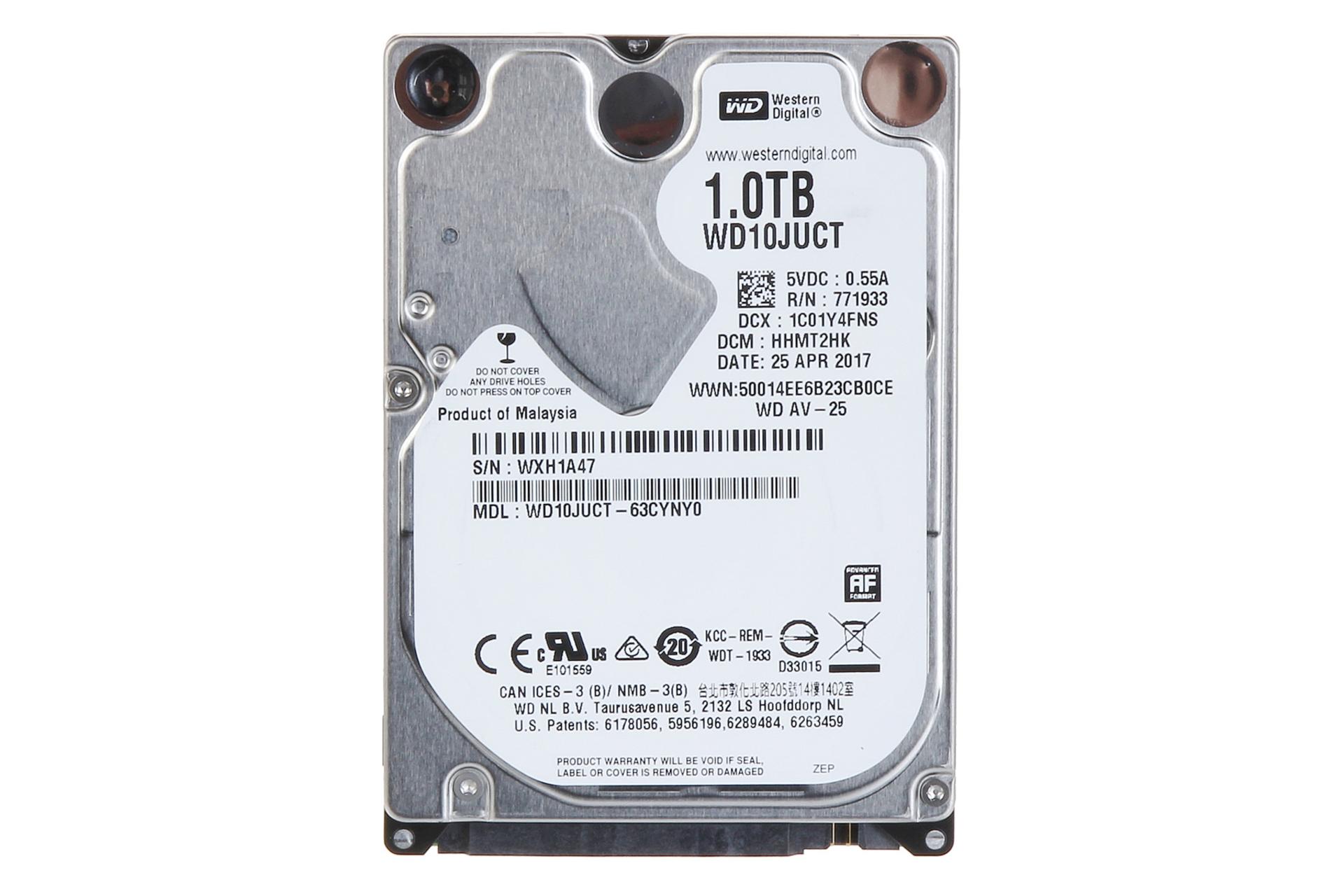 نمای روبرو هارد دیسک وسترن دیجیتال AV-25 WD10JUCT 2.5 Inch 1TB