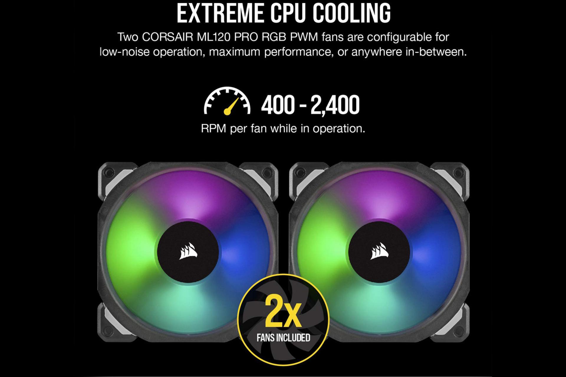 سرعت چرخش فن در خنک کننده مایع کورسیر H100i RGB PLATINUM