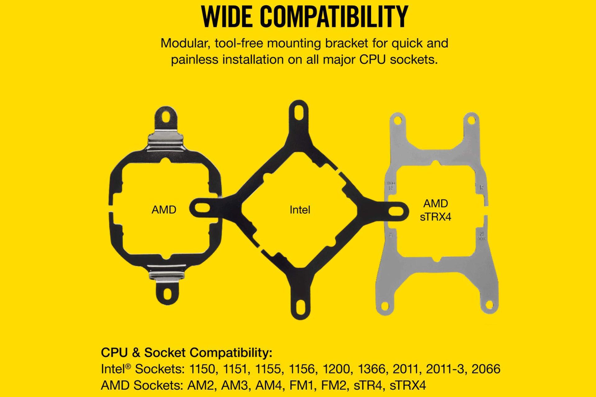 سازگاری با پلتفرم های مختلف در خنک کننده مایع کورسیر H100i RGB PLATINUM