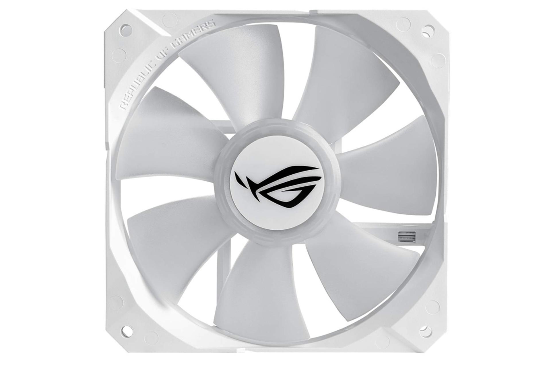 نمای روبرو فن خنک کننده مایع ایسوس ROG STRIX LC 240 RGB White Edition