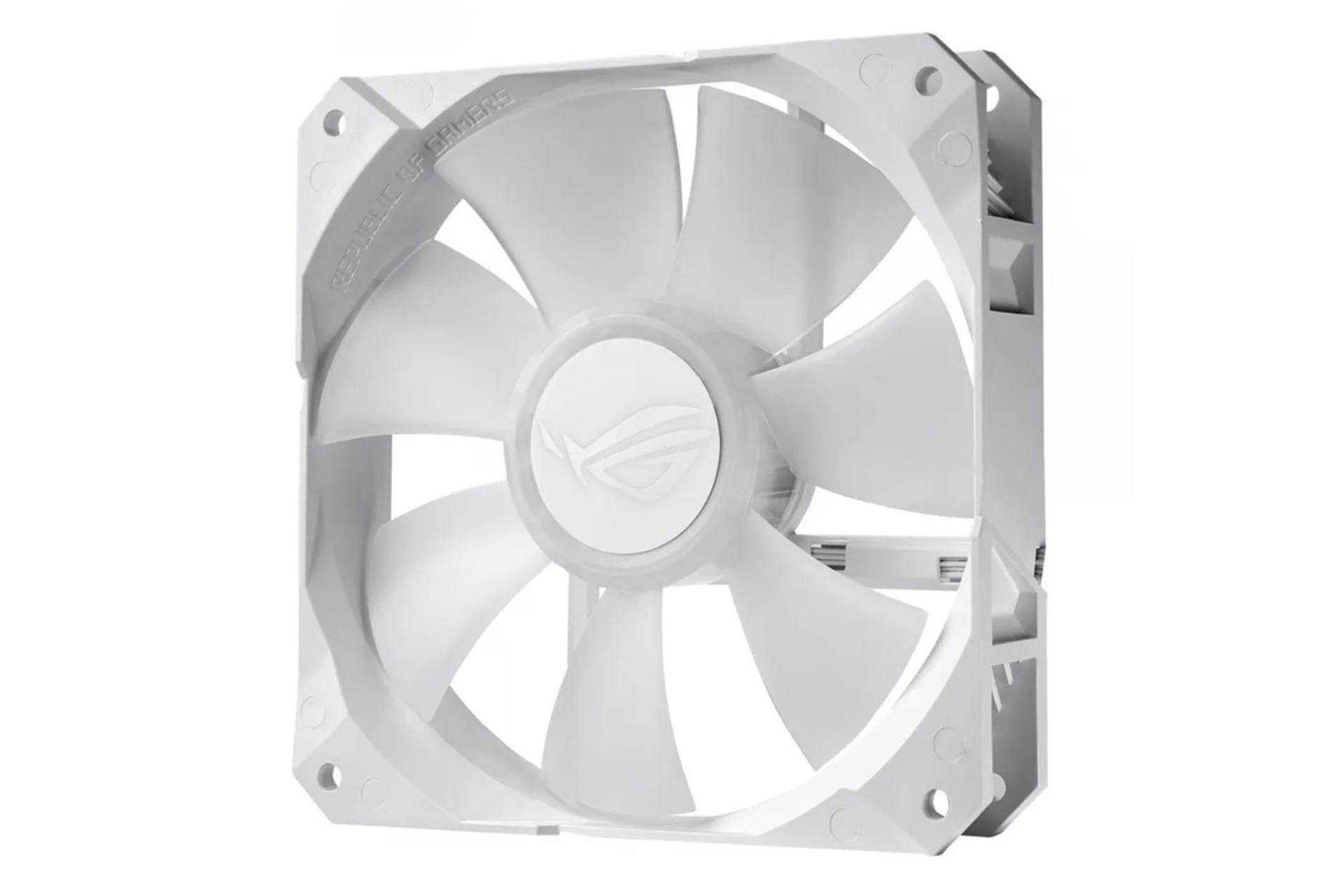 نمای جانبی فن خنک کننده مایع ایسوس ROG STRIX LC 240 RGB White Edition