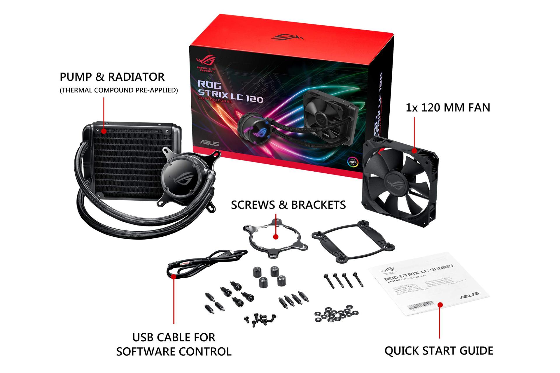 اقلام همراه خنک کننده مایع ایسوس ROG STRIX LC 120 RGB