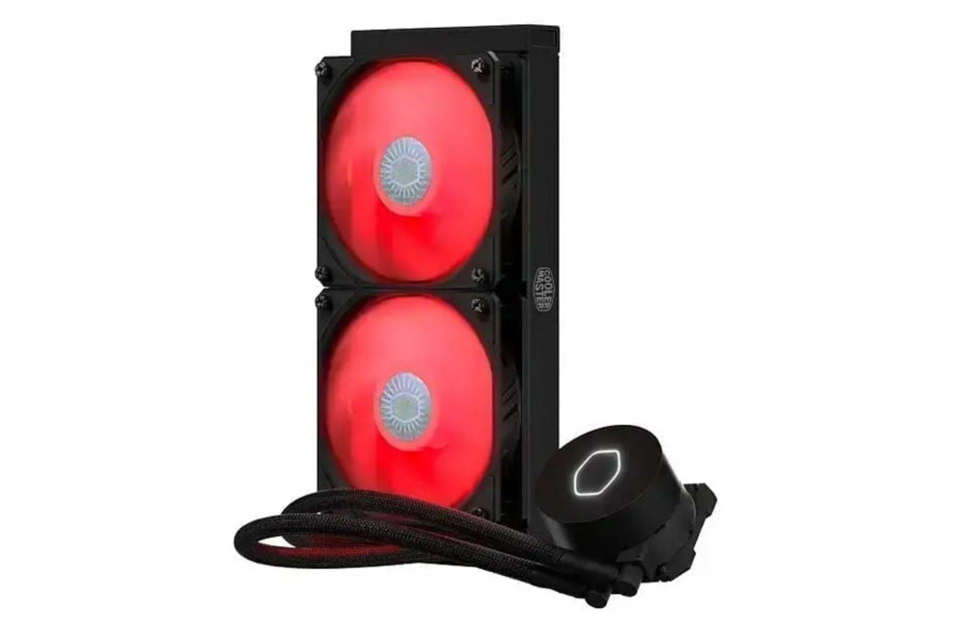 نمای عمودی خنک کننده مایع کولر مستر MASTERLIQUID ML240L V2 RED