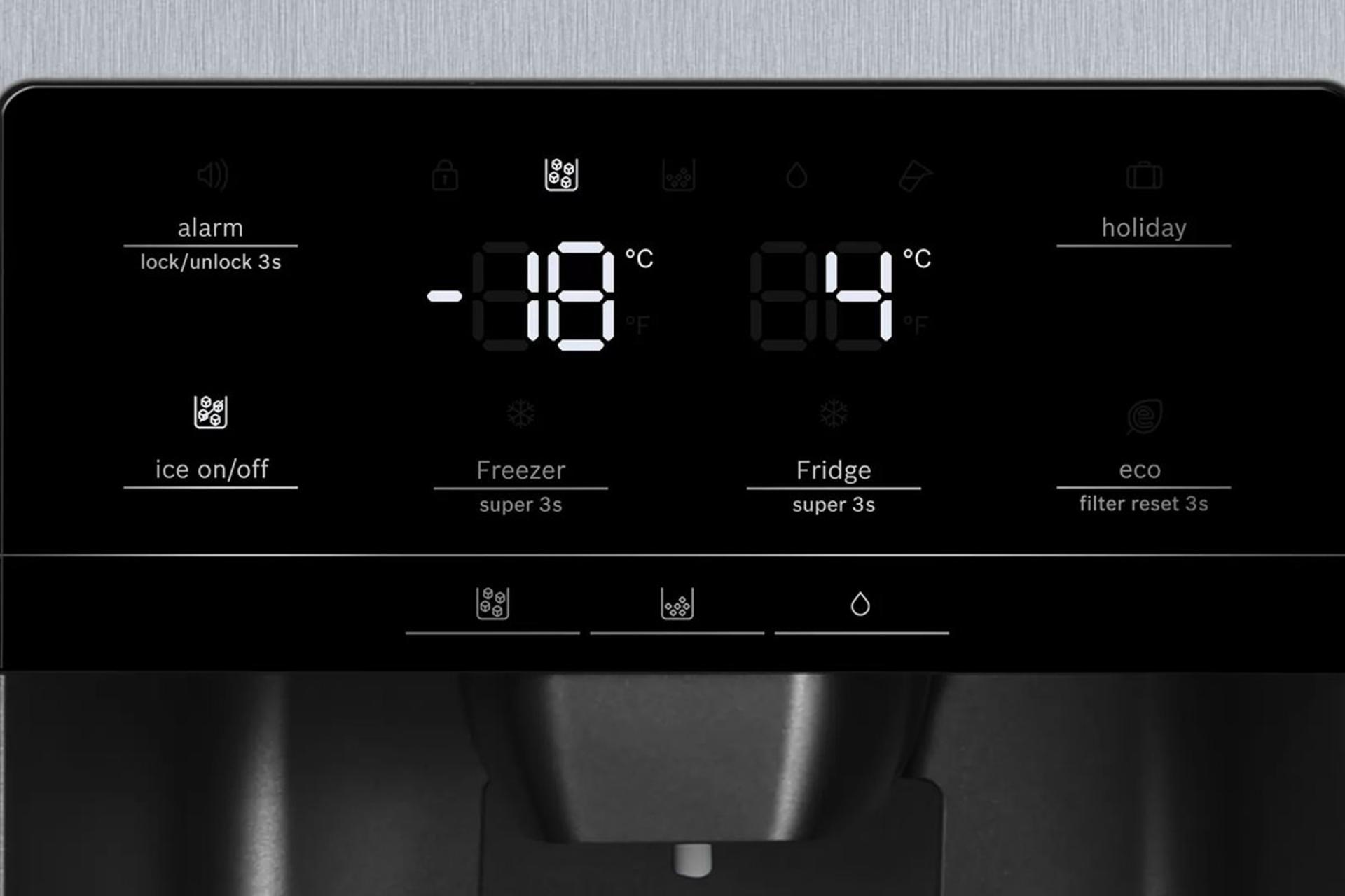 نمایشگر لمسی یخچال فریزر ساید بای ساید بوش Bosch KAG93AI304