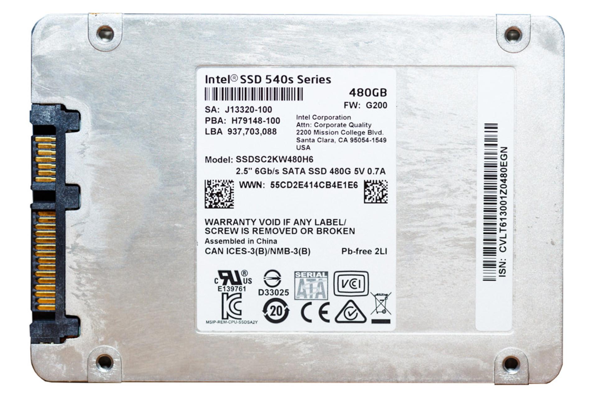 نمای پشت SSD اینتل 540s Series