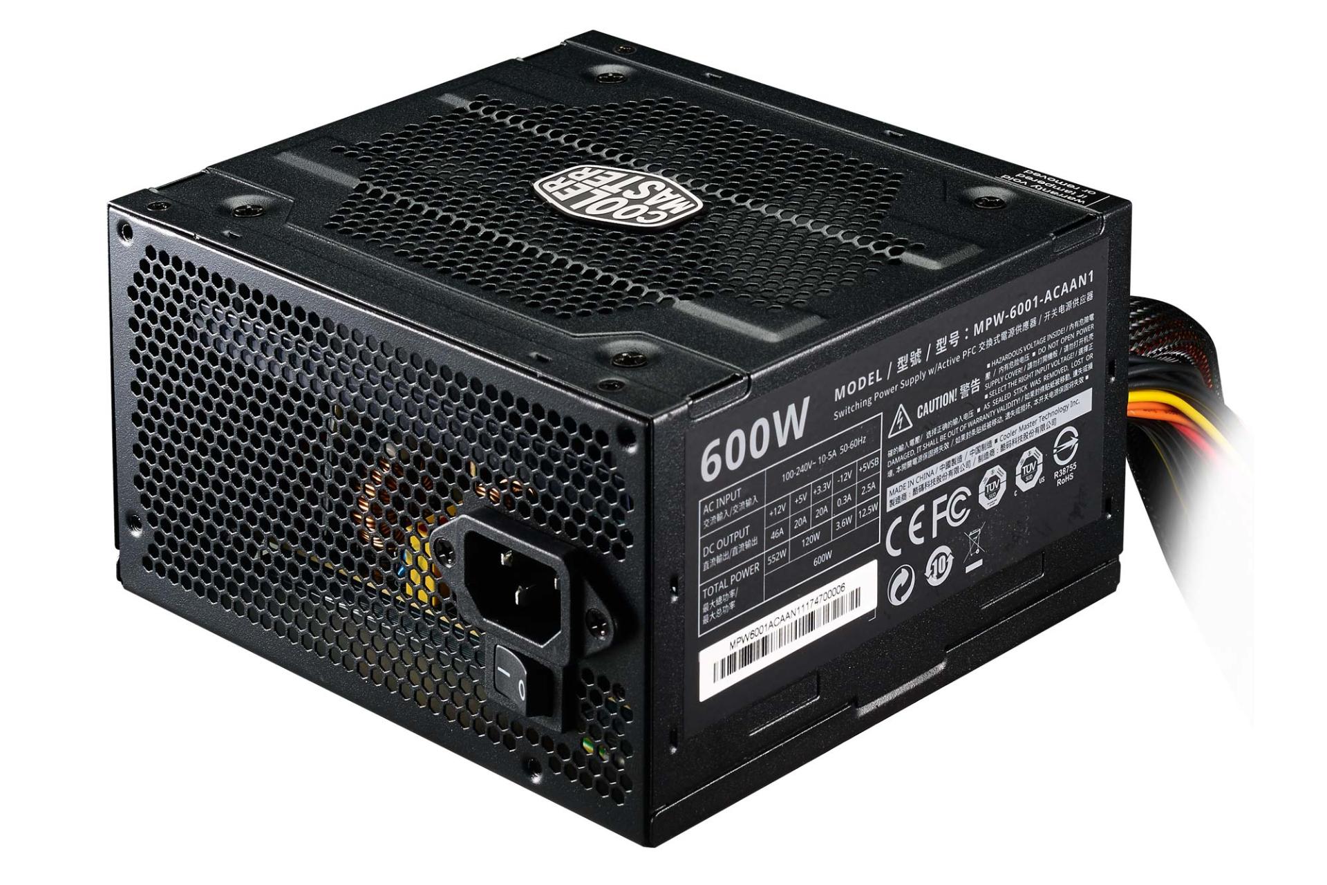 ابعاد پاور کامپیوتر کولر مستر ELITE 600W V3 با توان 600 وات