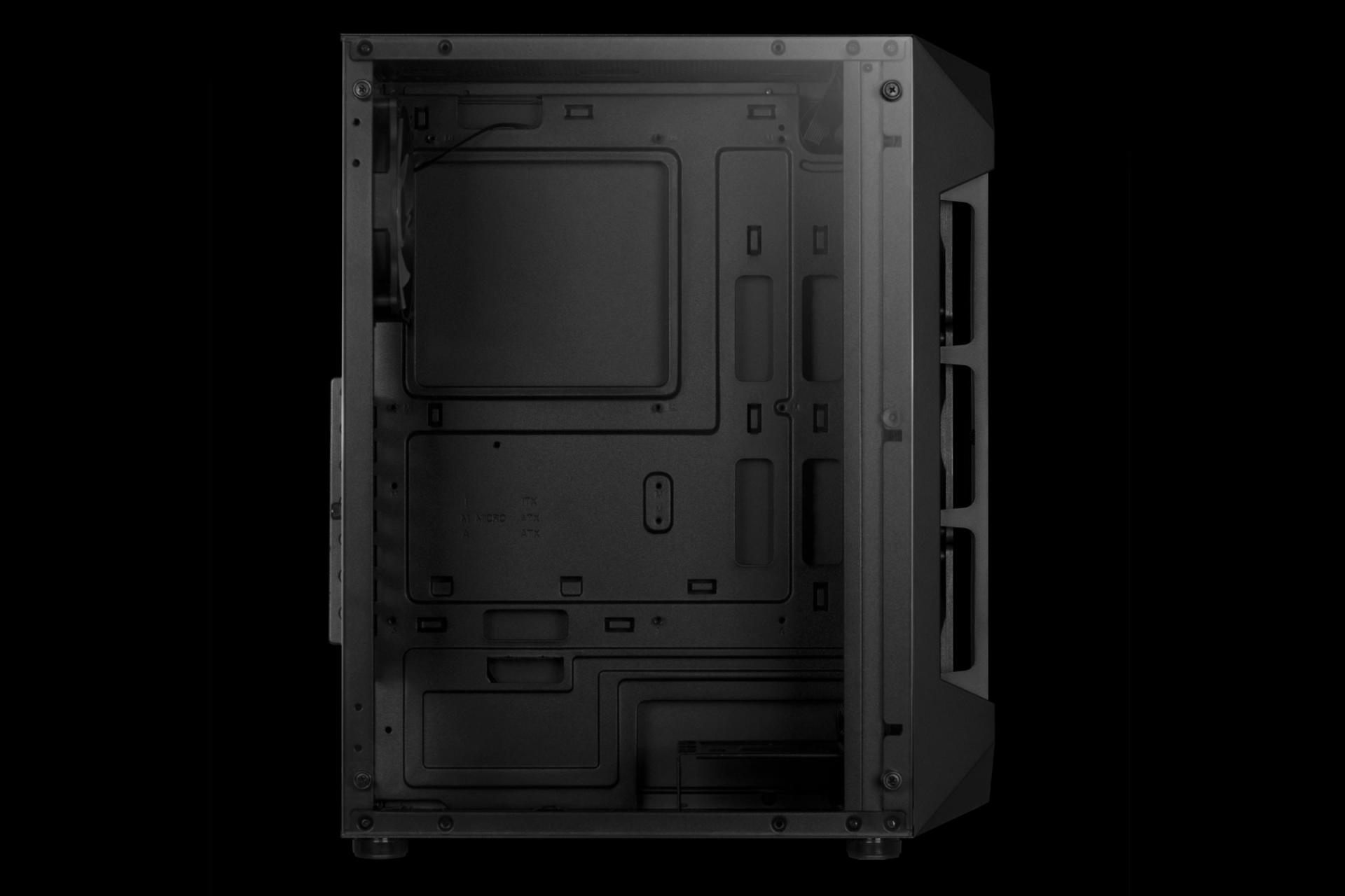 نمای چپ کیس کامپیوتر گیم دیاس AURA GC1 با پنل شیشه ای دودی