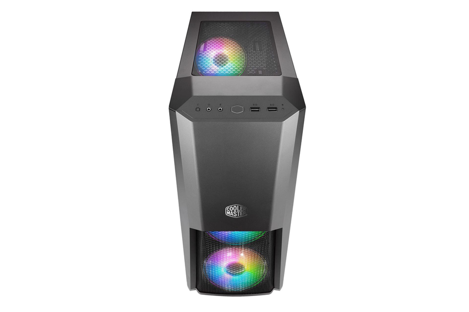 نمای بالا و جلوی کیس کامپیوتر کولر مستر MASTERBOX MB500 ARGB