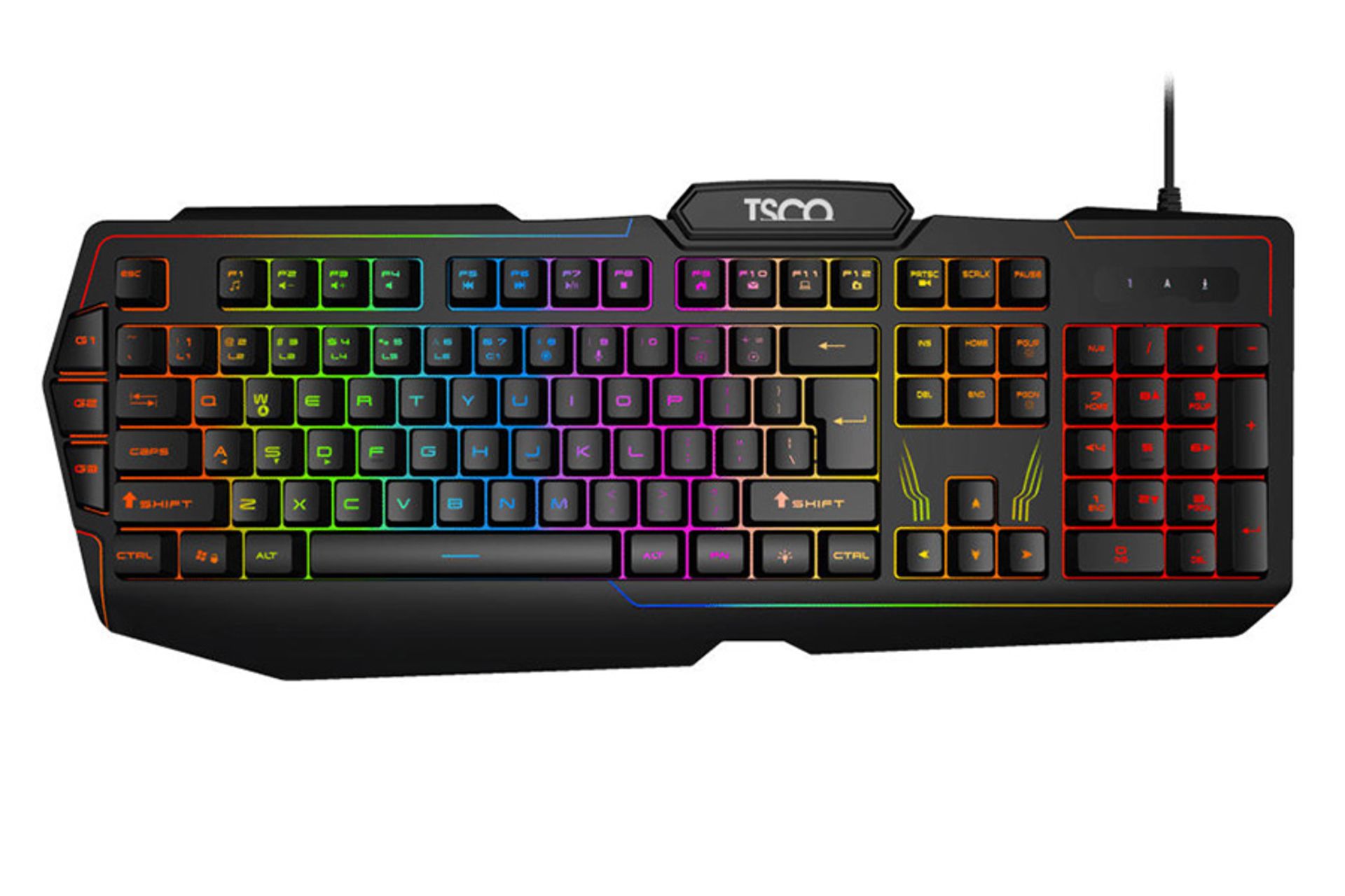 نمای بالای کیبورد گیمینگ تسکو TK-8121L با نور پس زمینه RGB