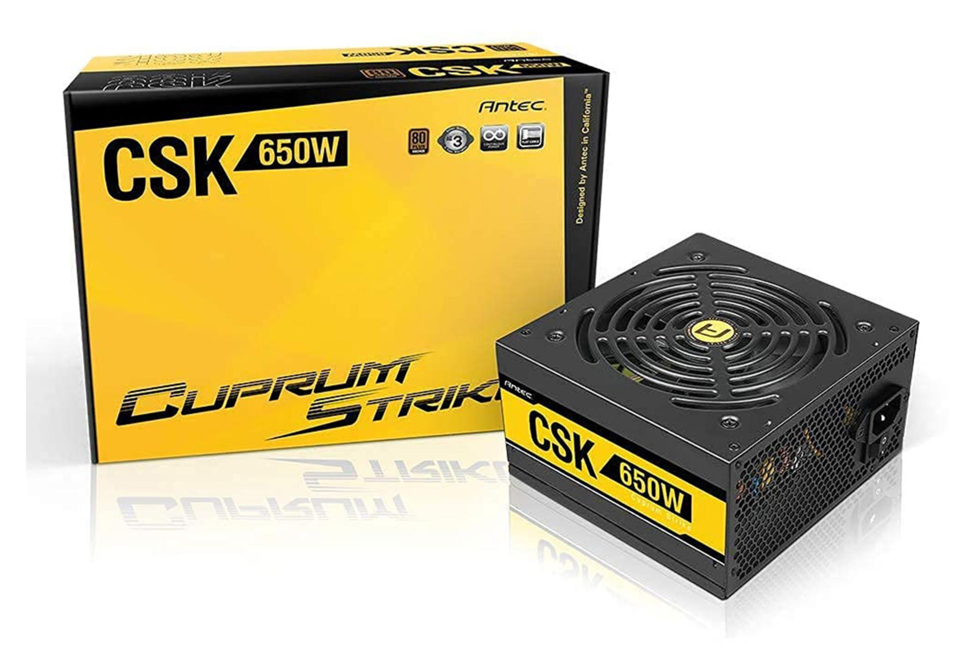 پاور کامپیوتر انتک Cuprum Strike Series CSK با توان 650 وات بسته بندی